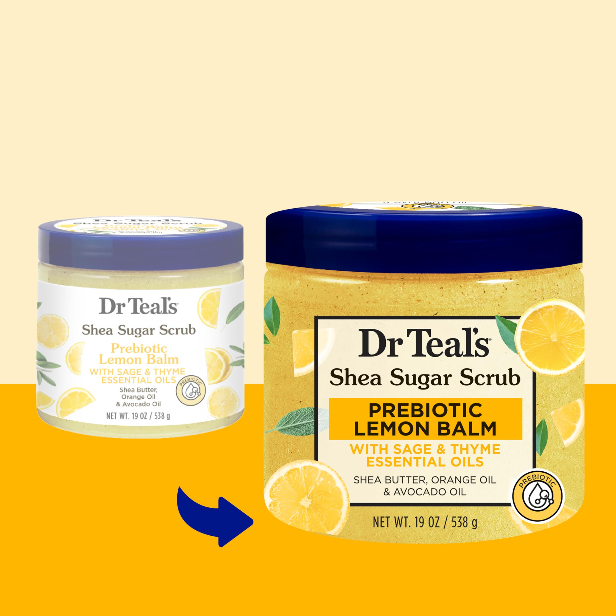 Dr Teal's Shea Sugar Body Scrub with Prebiotic Lemon Balm & Essential Oils 538Gm 5