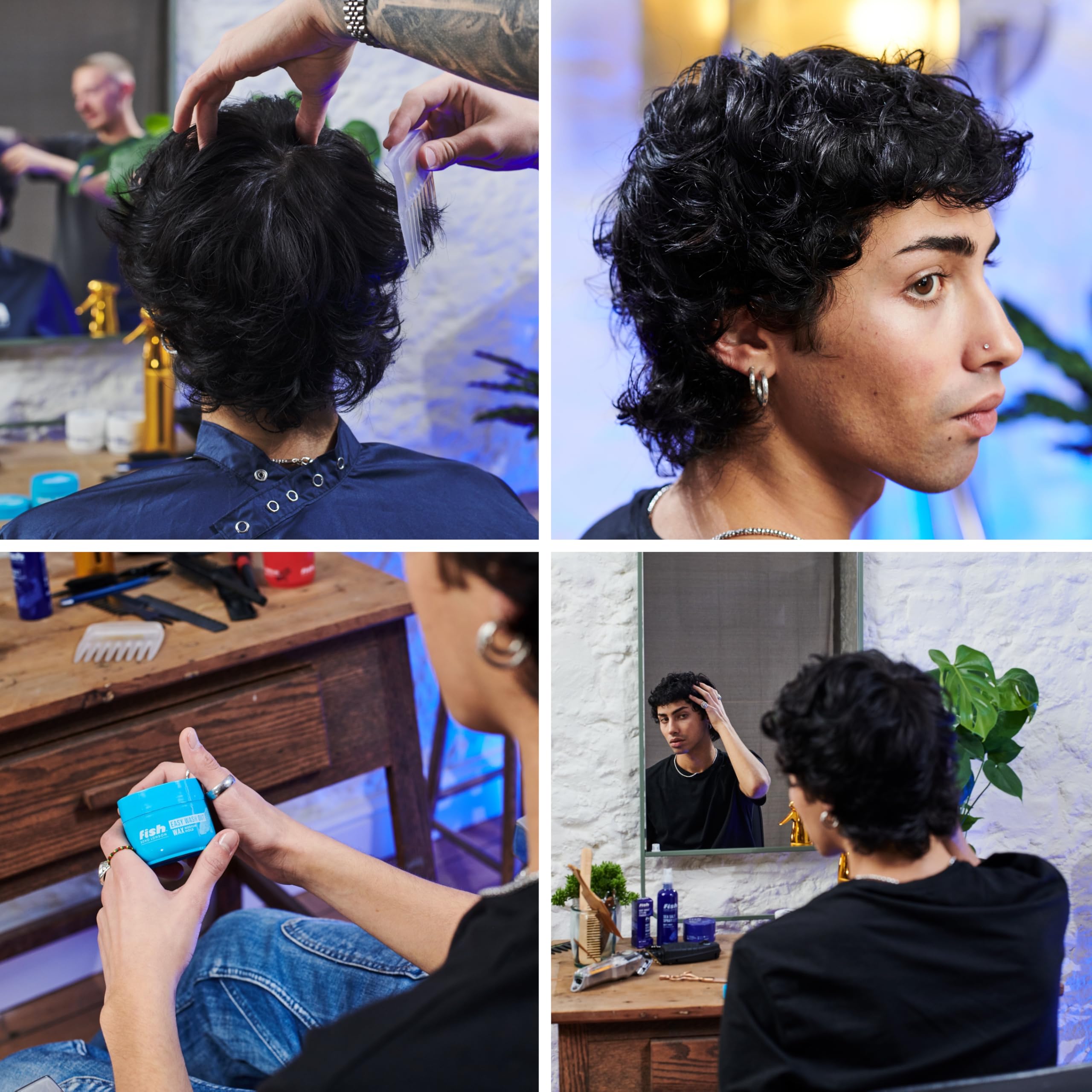 Fish Soho Original Aqua Easy Wash Out Wax for Men's Shape Defining Hair Styling 3