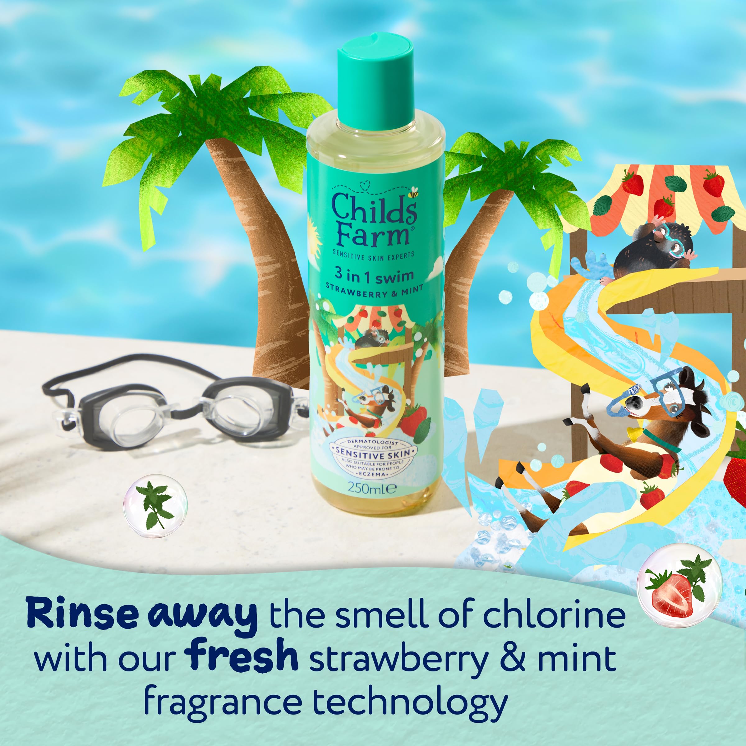 Childs Farm 3 in 1 Swim Body Wash, Shampoo & Conditioner with Strawberry & Mint 5