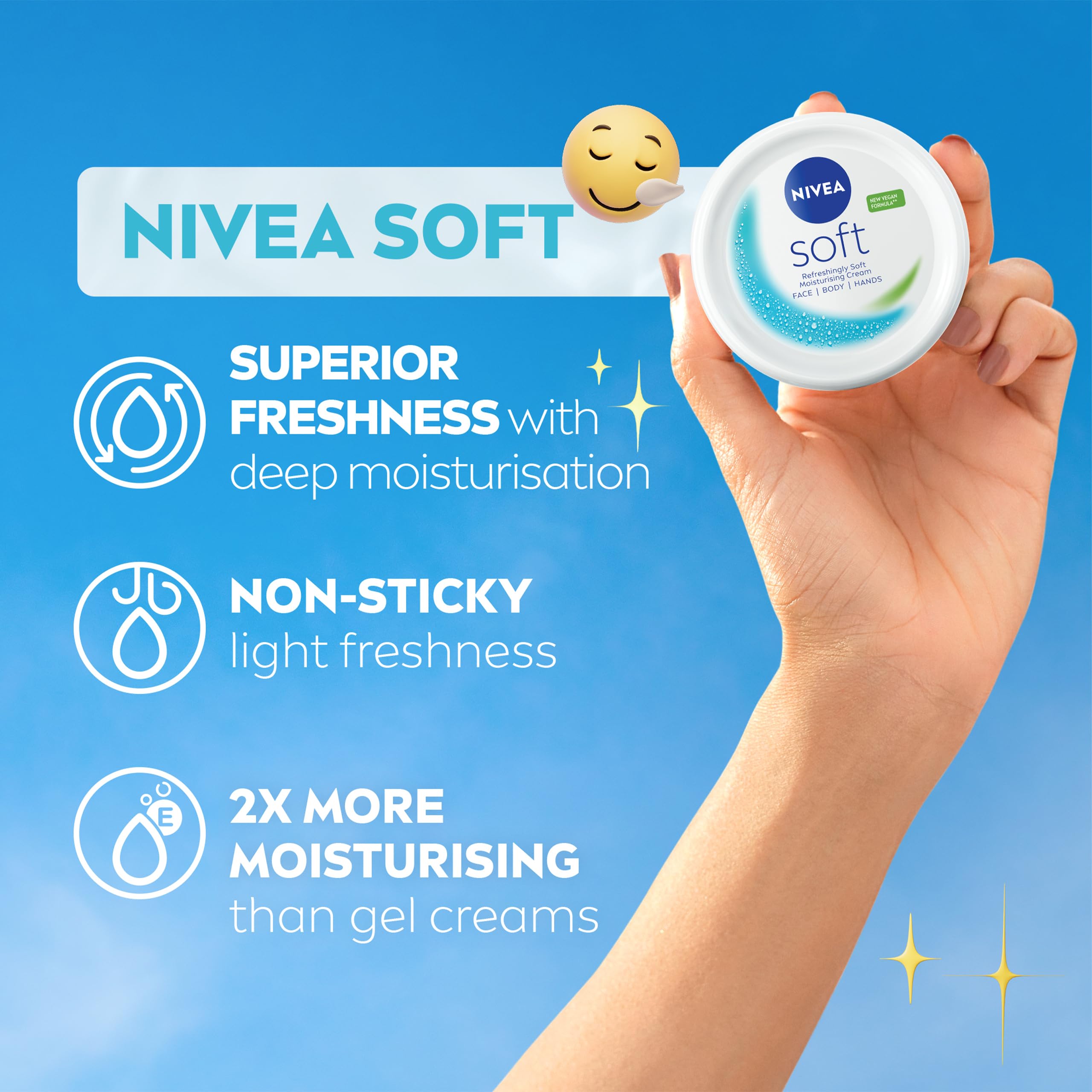 NIVEA Soft Moisturising Cream 300ml with Vitamin E & Jojoba Oil, 48H Vegan Formula