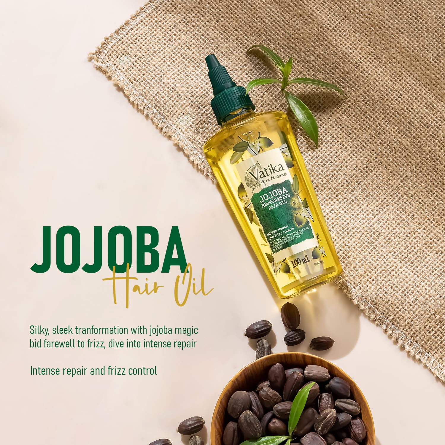 Vatika Afro Naturals Jojoba Restorative Hair Oil - 100ml for Intense Repair & Frizz Control