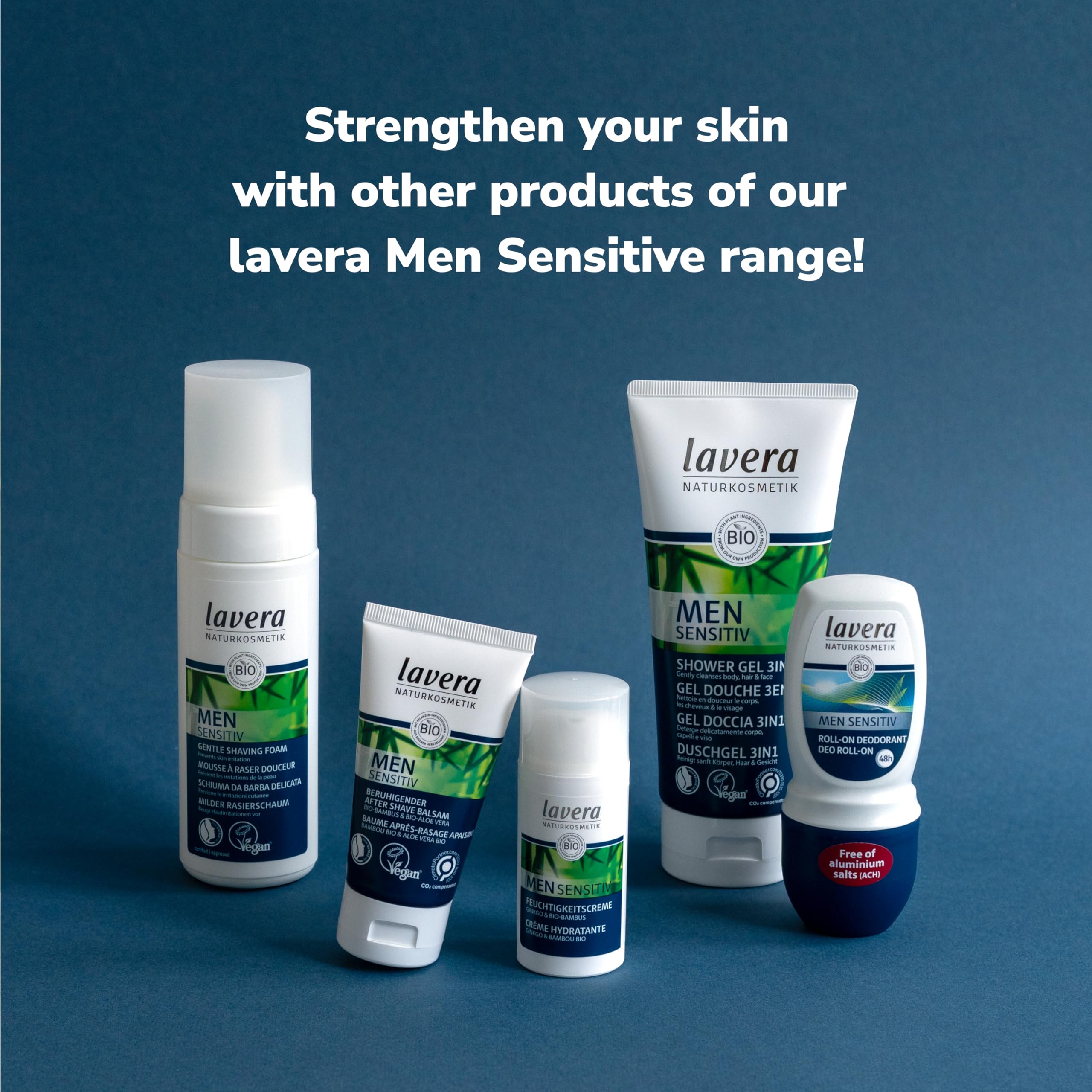 lavera Men 48hr Sensitive Deo Roll-on Stick with Organic Aloe Vera & Bamboo 5