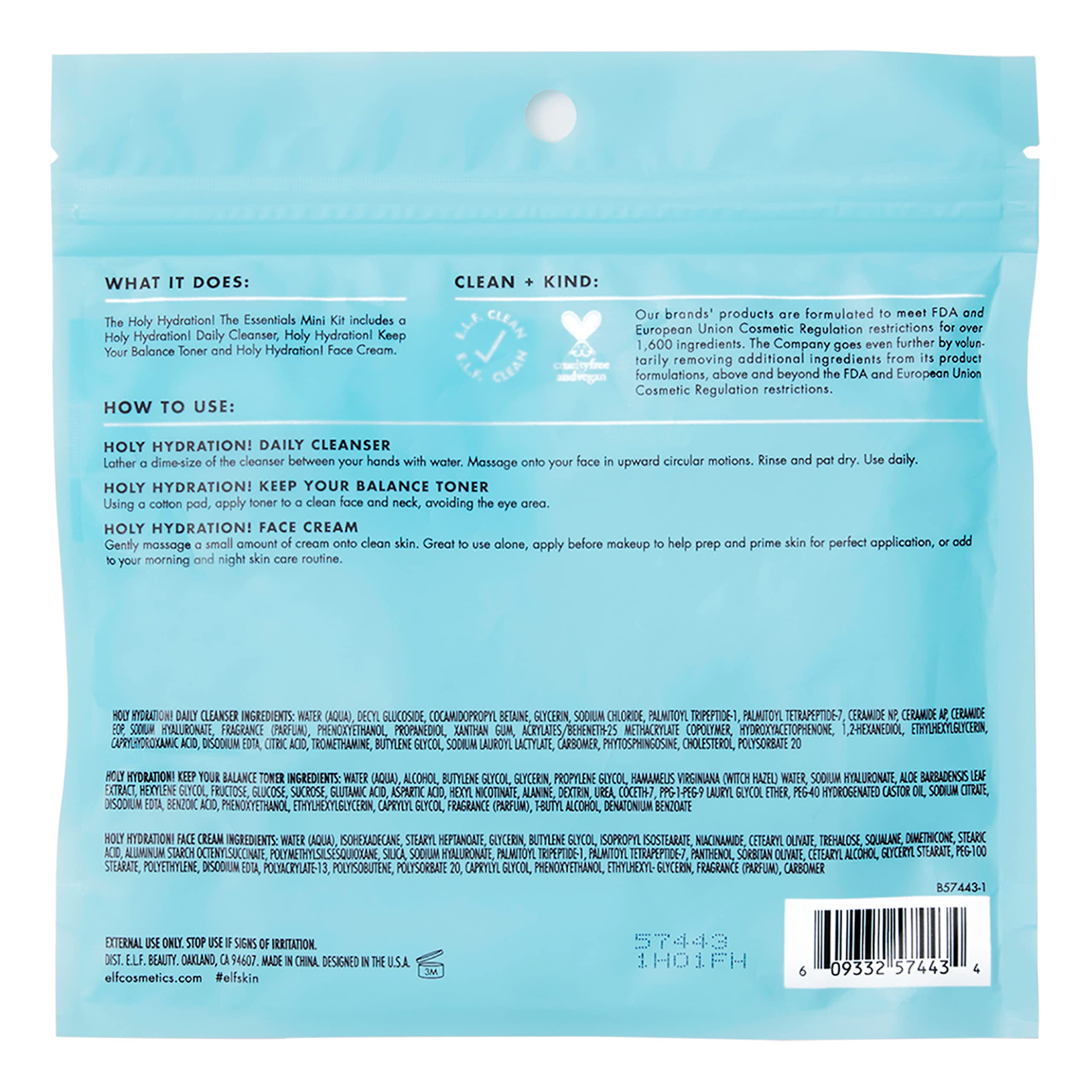 e.l.f. SKIN Holy Hydration! Mini Kit: Cleanser, Toner & Face Cream Trio 5
