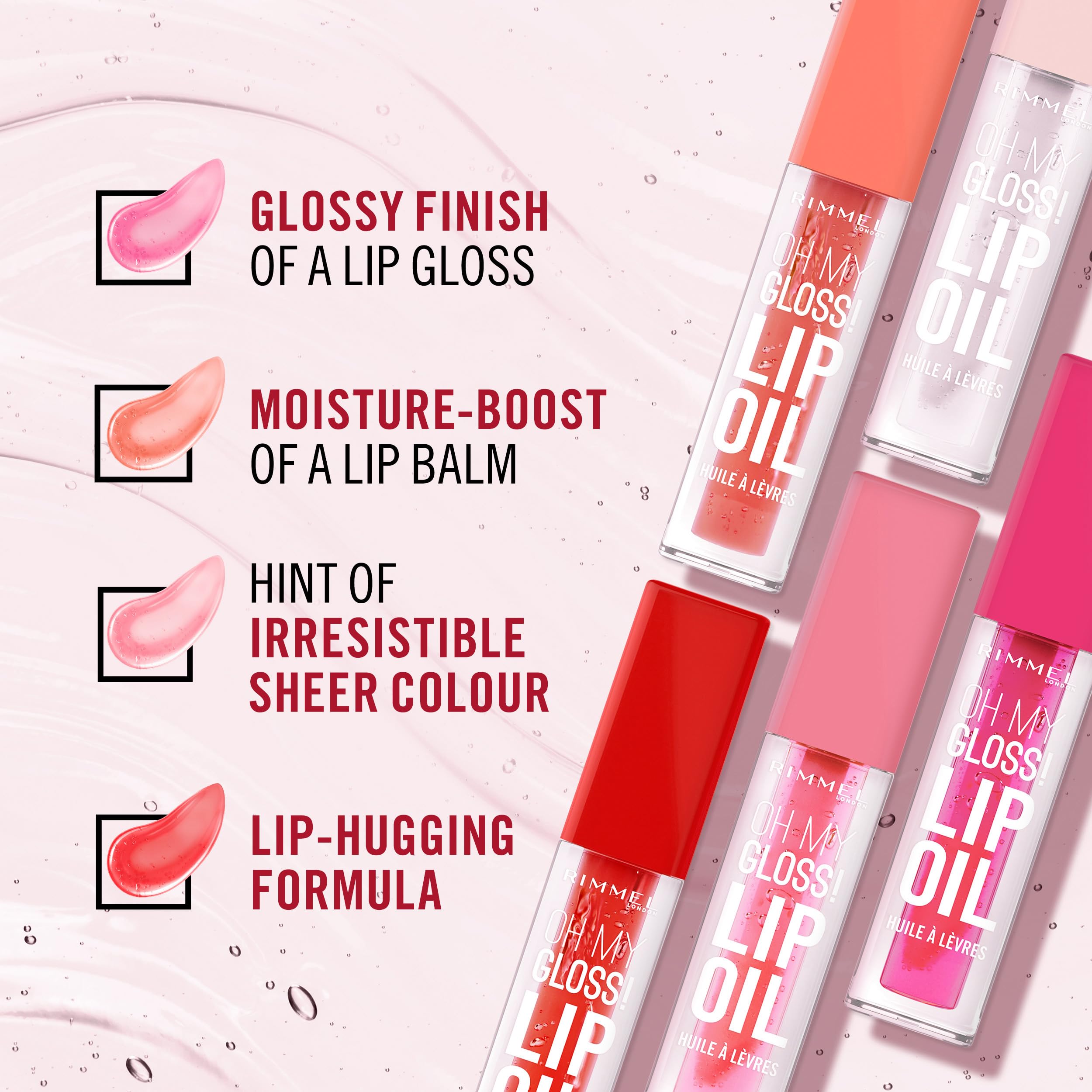 Rimmel Oh My Gloss! Lippenöl 006 So Rosy, Saftiger Glanz, Spendet Feuchtigkeit &amp; polstert die Lippen auf, Feuchtigkeitsboost, Vitamin E, Pflegt &amp; regeneriert die Lippen, Kokosnussöl, Nicht klebrig, Vegan &amp; Tierversuchsfrei 3