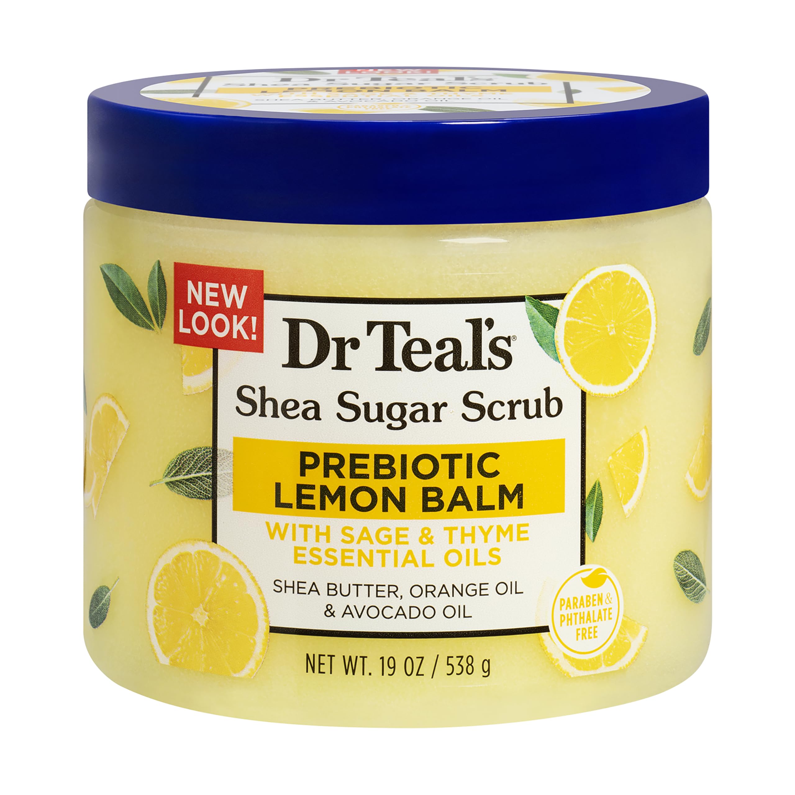 Dr Teal's Shea Sugar Body Scrub with Prebiotic Lemon Balm & Essential Oils 538Gm