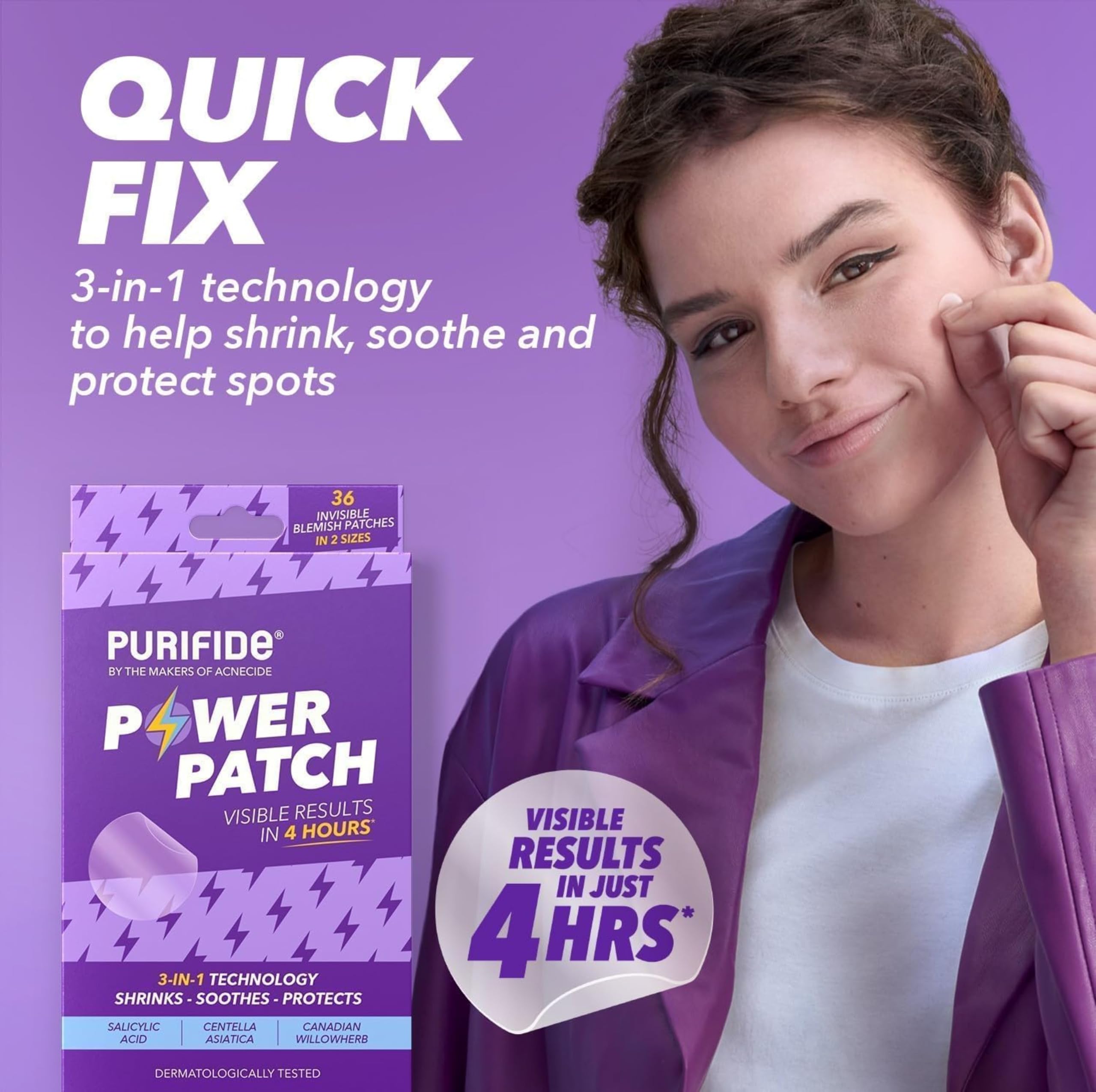 Acnecide Purifide Power Pimple Patches - 36 Invisible Spot Treatments with Salicylic Acid