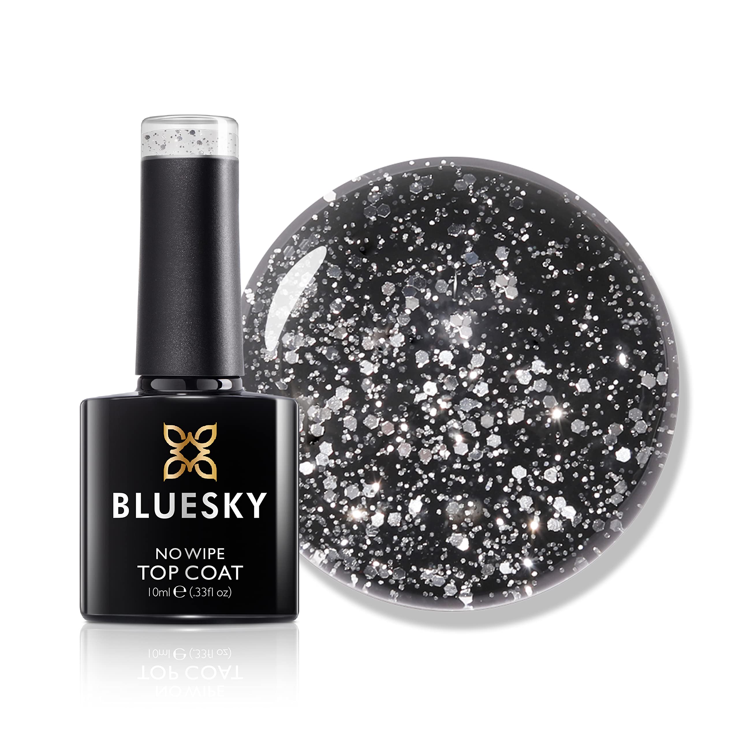 Bluesky Glitter No Wipe Top Coat (GTC05) - Invitation Only, Silver, 10 ml, UV LED Curing Required 3