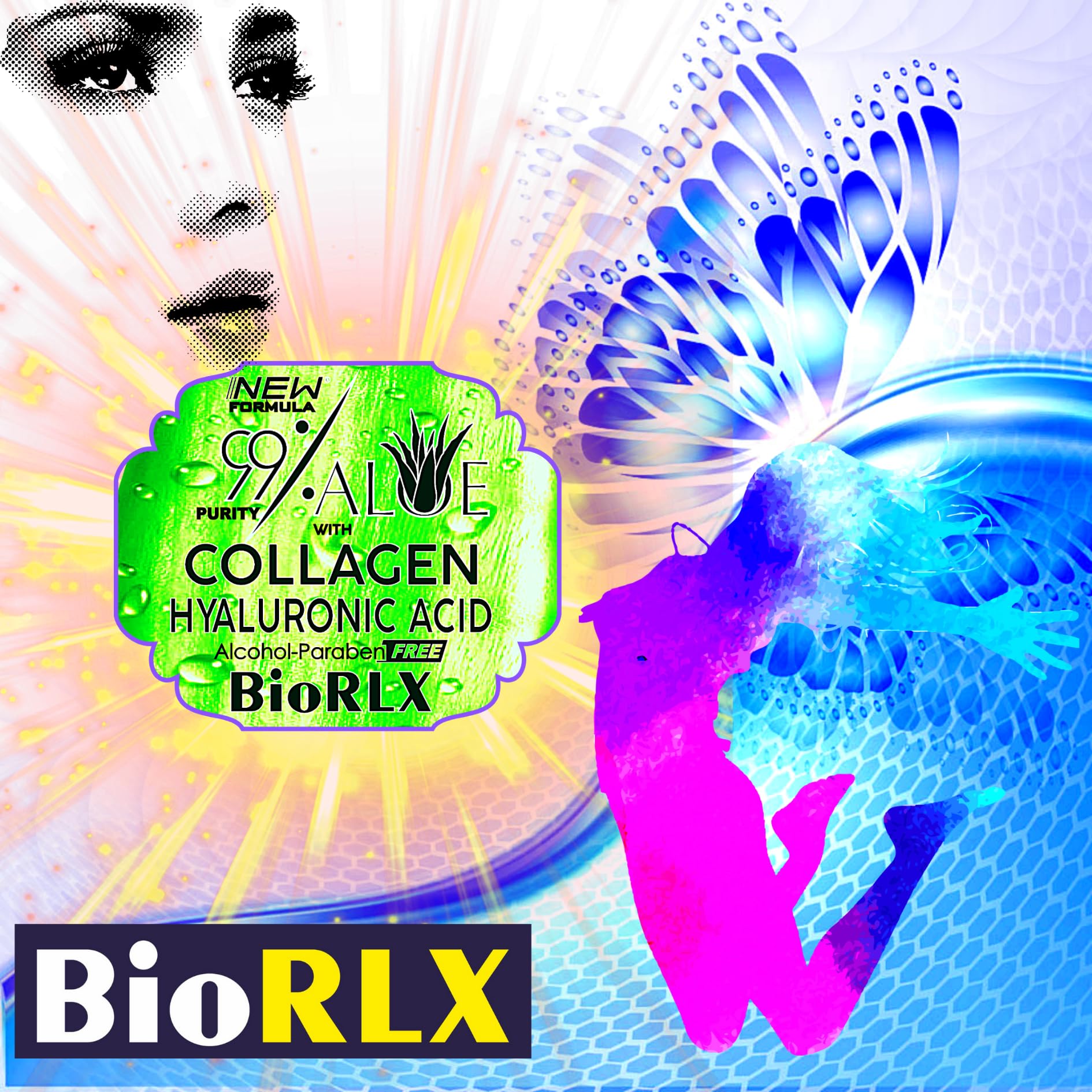 BioRLX 99% Aloe Vera Gel with Collagen & Hyaluronic Acid for Face, Body, Hair 6