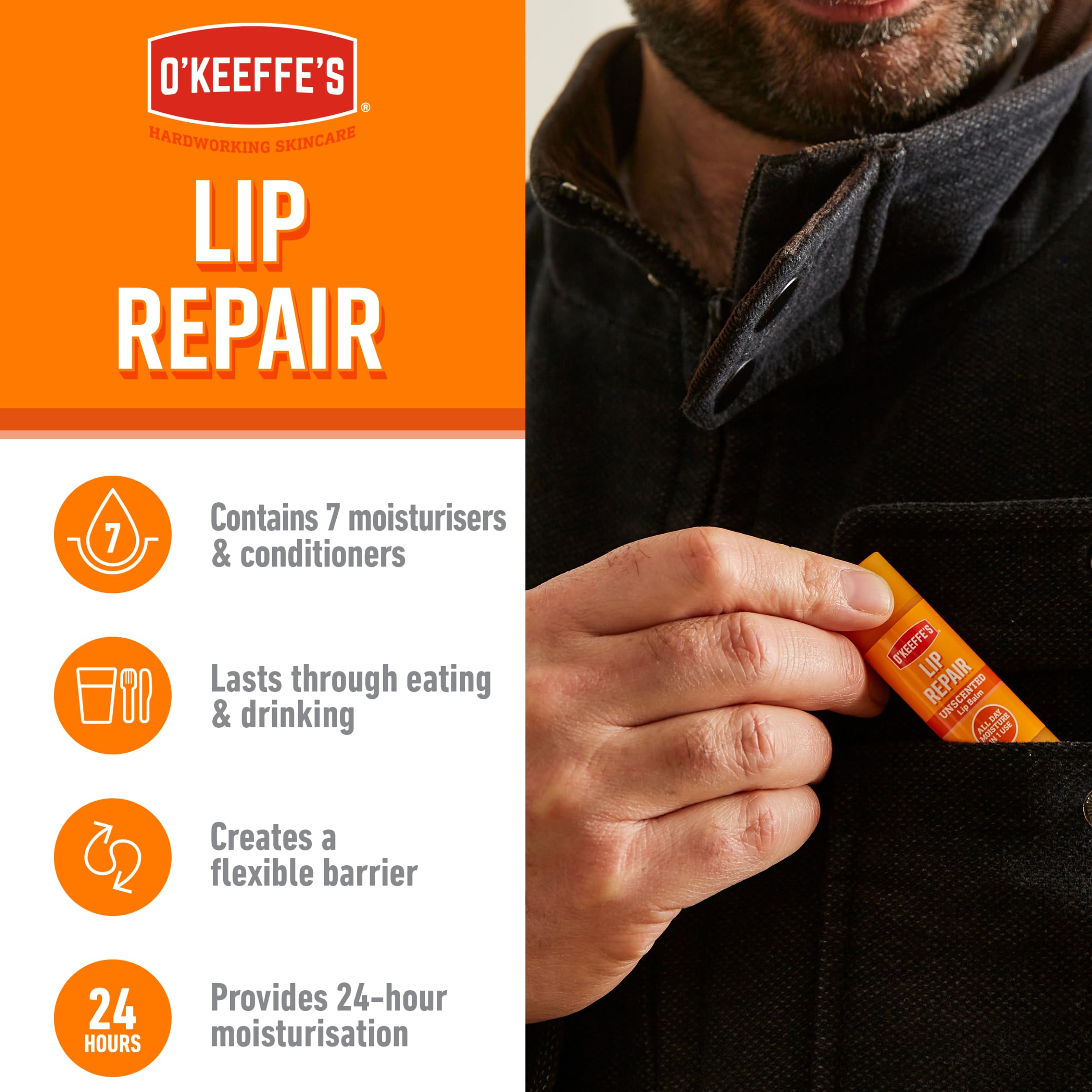 O'Keeffe's Lip Repair Unscented Lip Balm for Extremely Dry, Cracked Lips, 4.2g 5