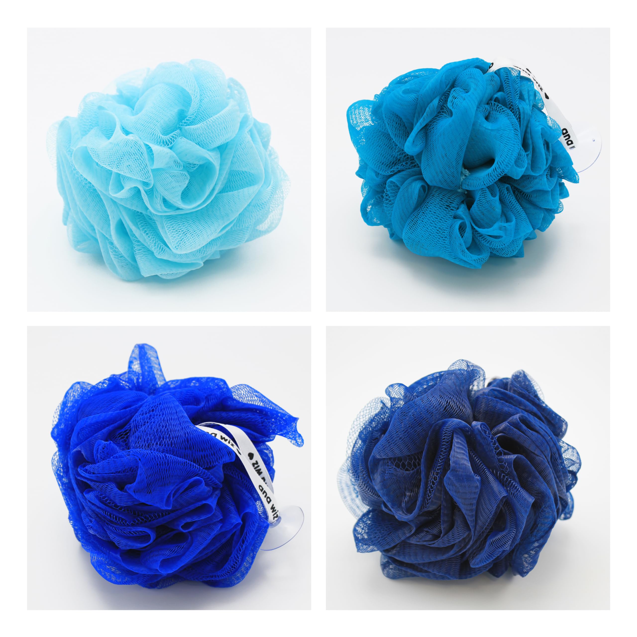 ana wiz Premium Bath Puffs (Pack of 4) - Super Soft, Recycled Materials