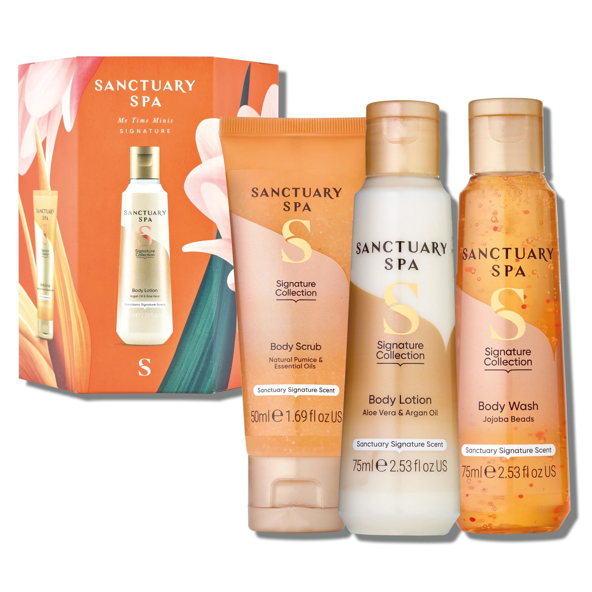 Sanctuary Spa Me Time Minis Gift Set - Vegan Body Wash, Scrub & Lotion