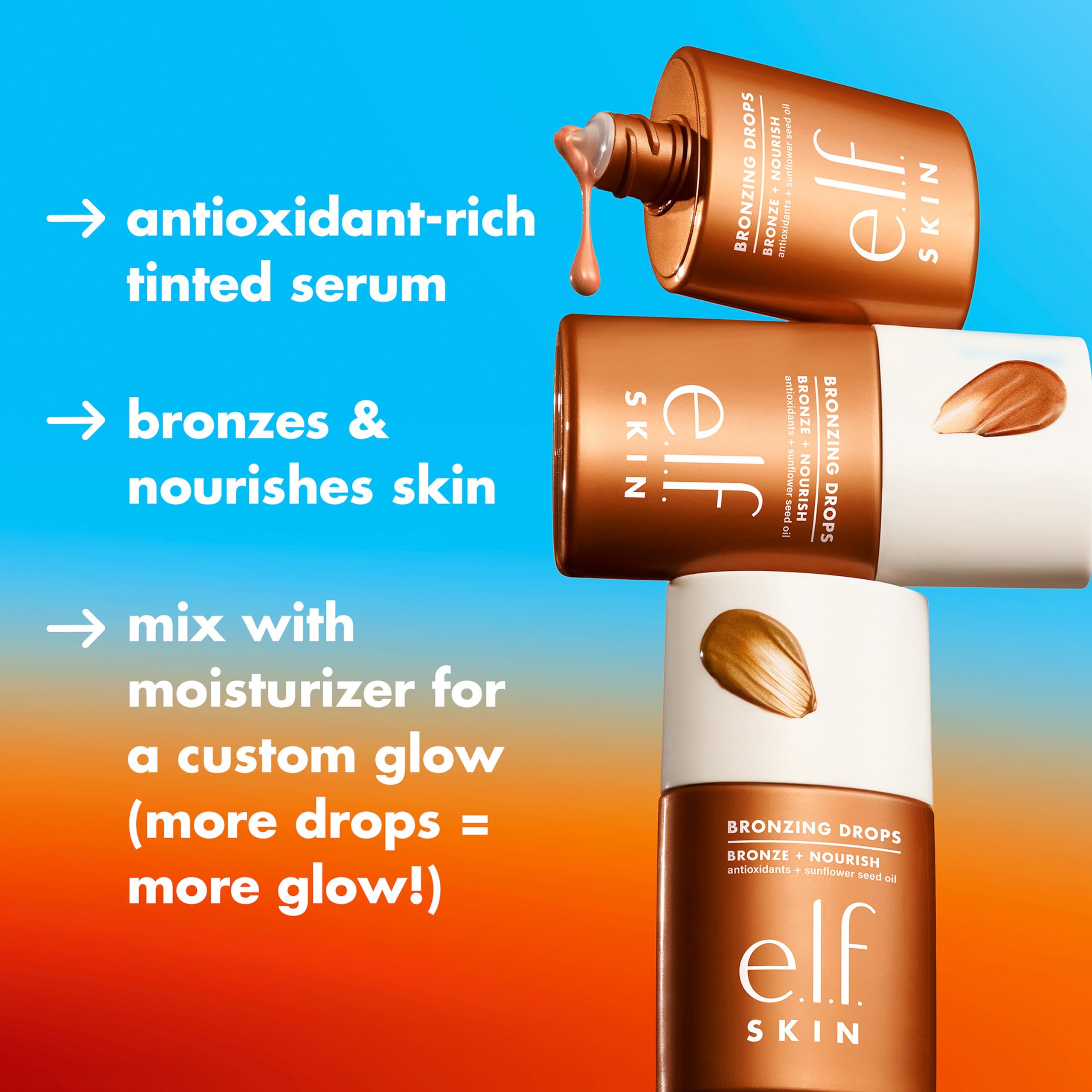 e.l.f. SKIN Bronzing Drops Liquid Tinted Serum for Face & Skin Glow 3