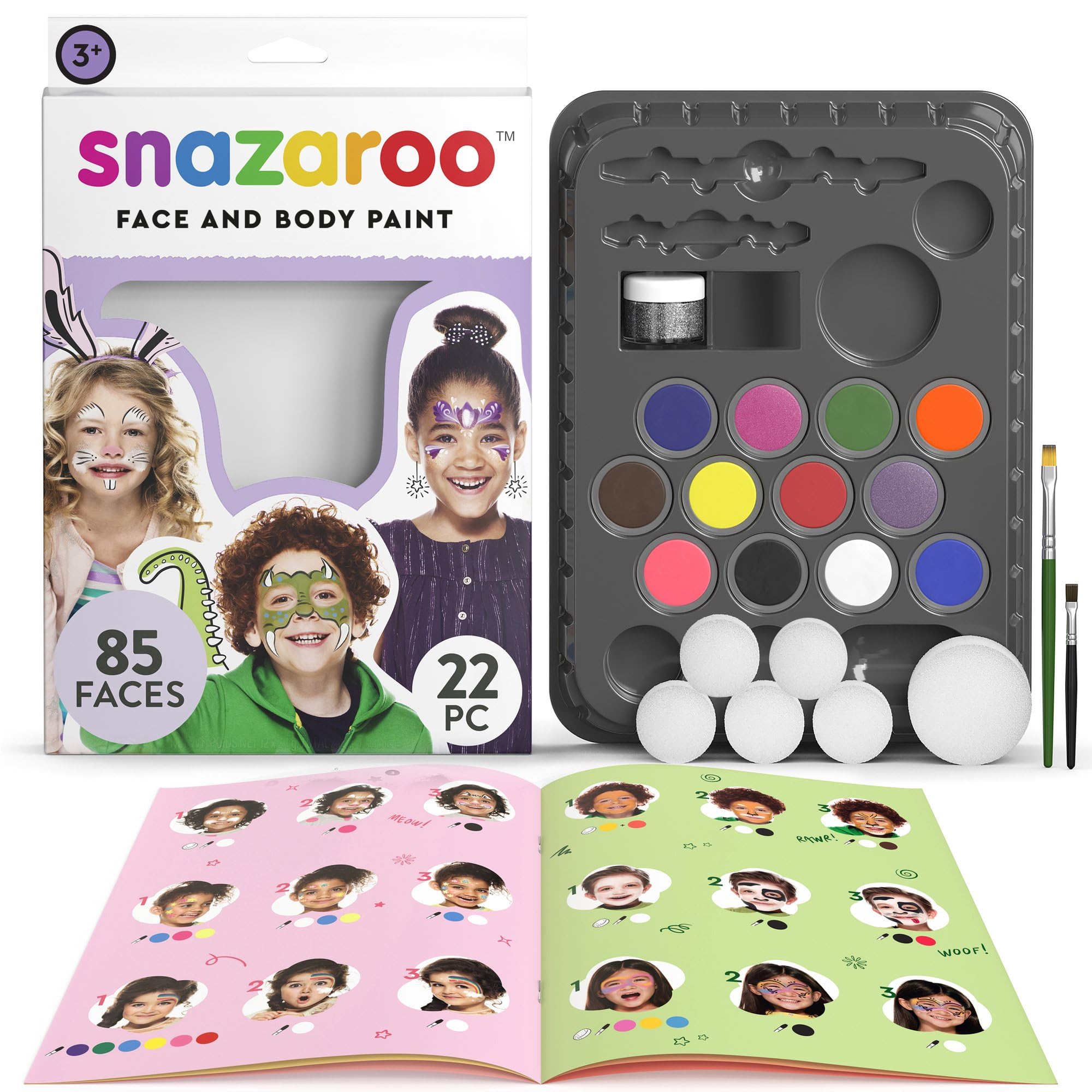 Snazaroo Ultimate Party Pack Face Paint Kit for Kids and Adults, 8 Colors