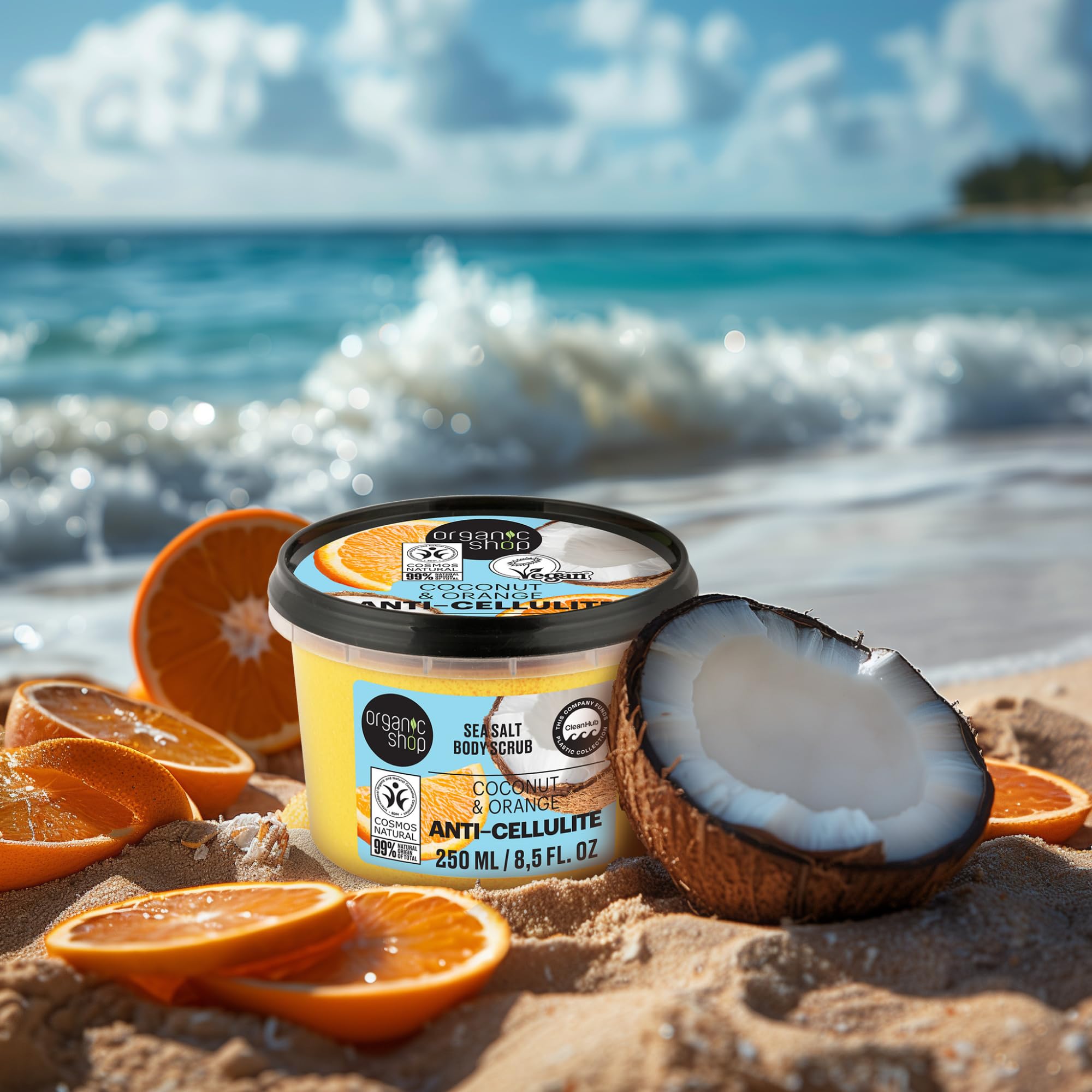 Organic Shop Anti-Cellulite Body Sea Salt Scrub with Coconut & Orange Oil 250ml 3