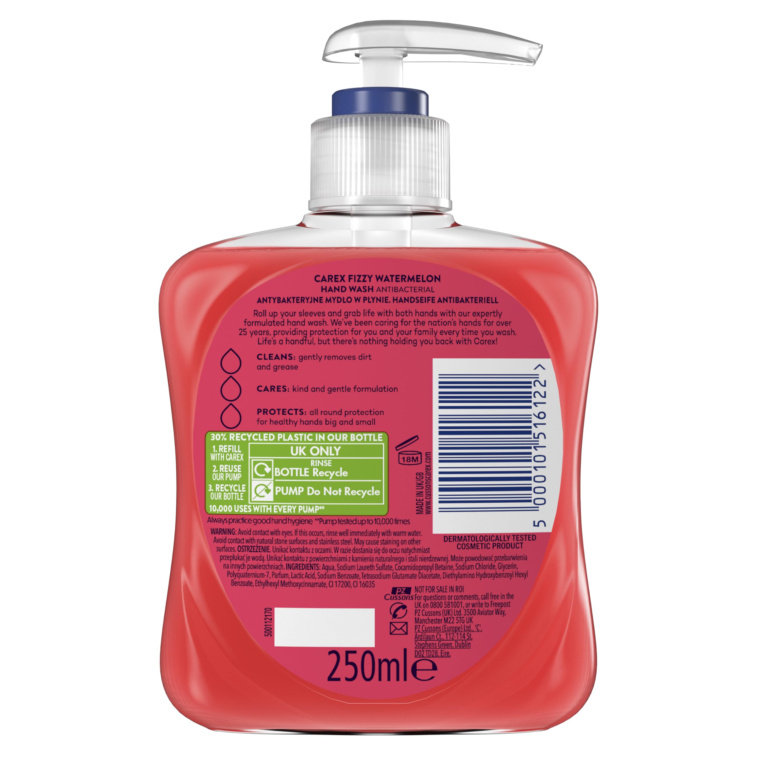 CAREX Fun Edition Fizzy Watermelon Antibacterial Hand Wash, 6 x 250ml Multipack 3