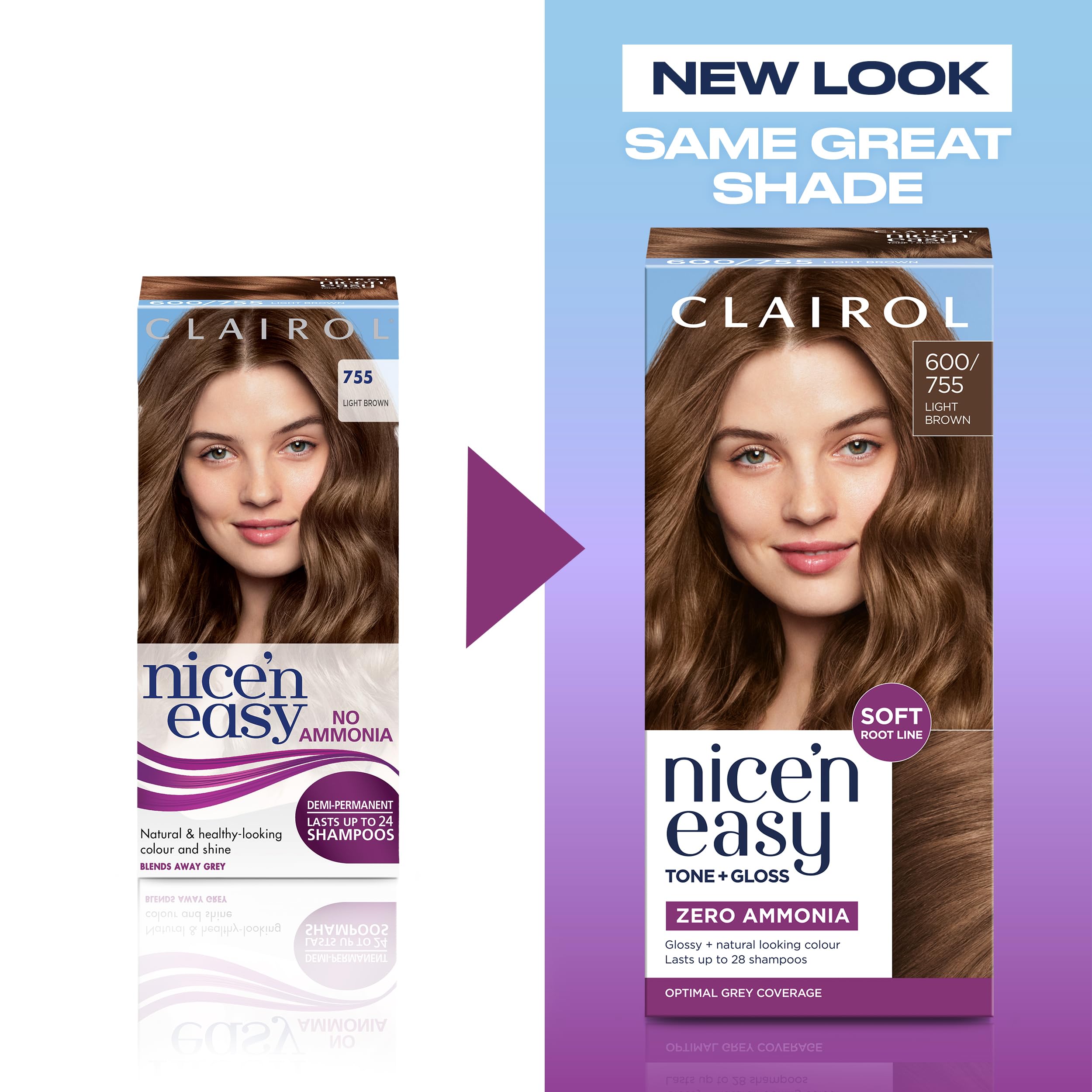 Clairol Nice'n Easy Tone+Gloss Semi Permanent Hair Dye - 600/755 Light Brown