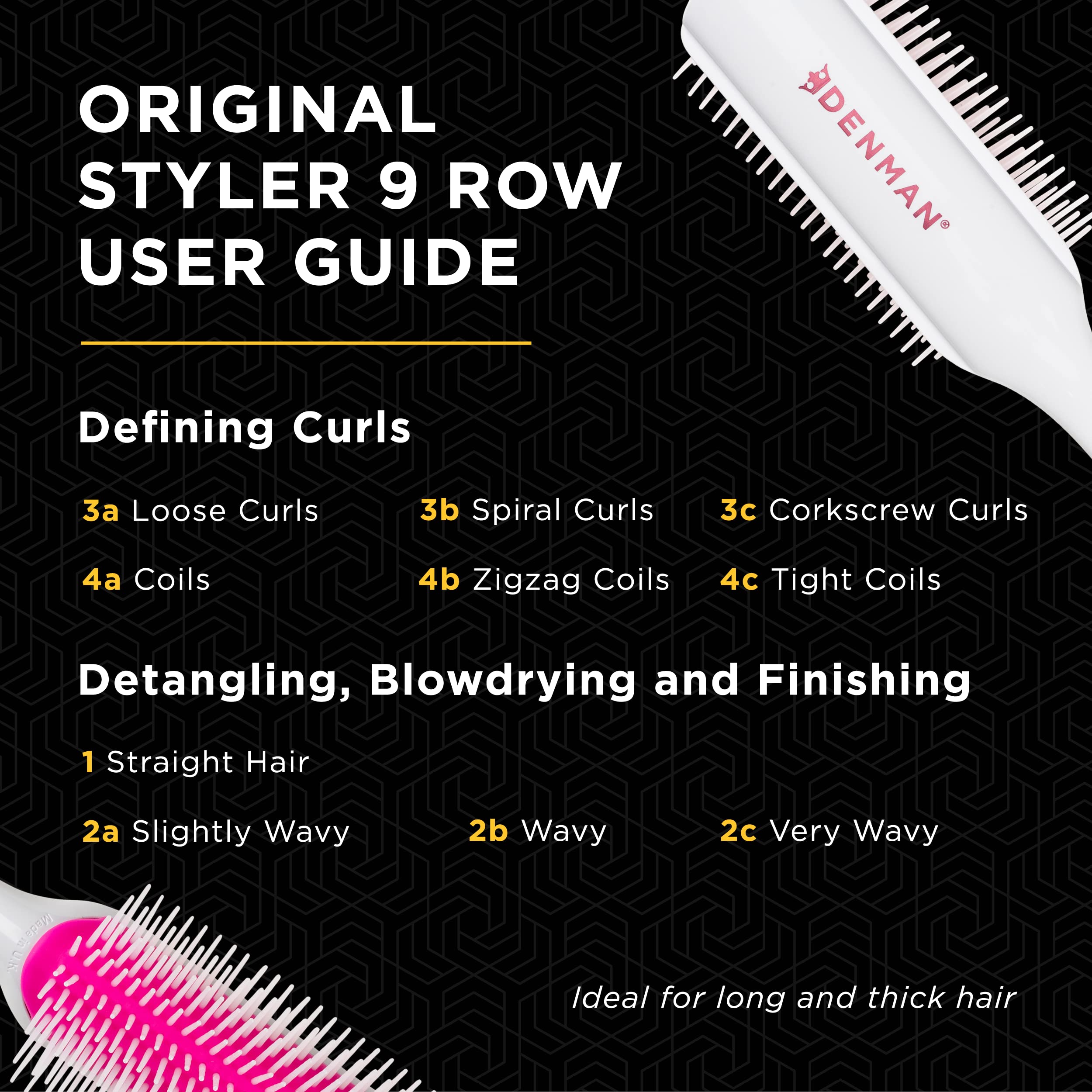 Denman Curly Hair Brush D4 (Cherry Blossom) 9 Row Styling Brush for Defining Curls and Smoothing 6