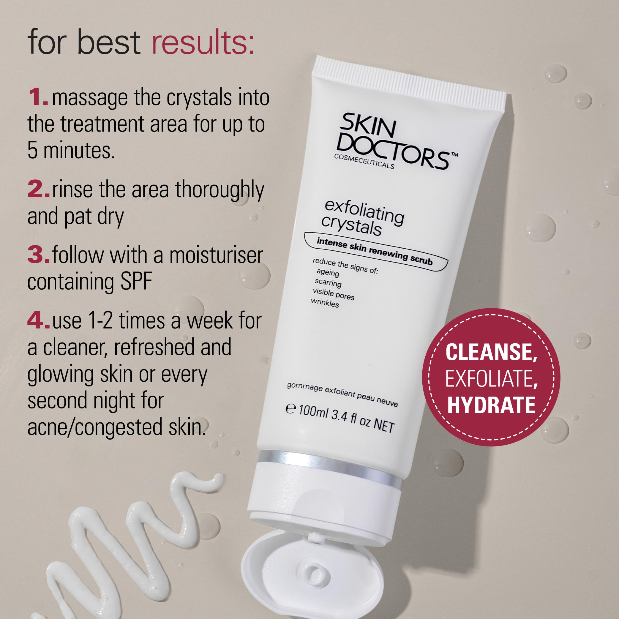 Skin Doctors Exfoliating Crystals for Face & Body, Reduces Ageing, Scarring & Blemishes - 100ml 7