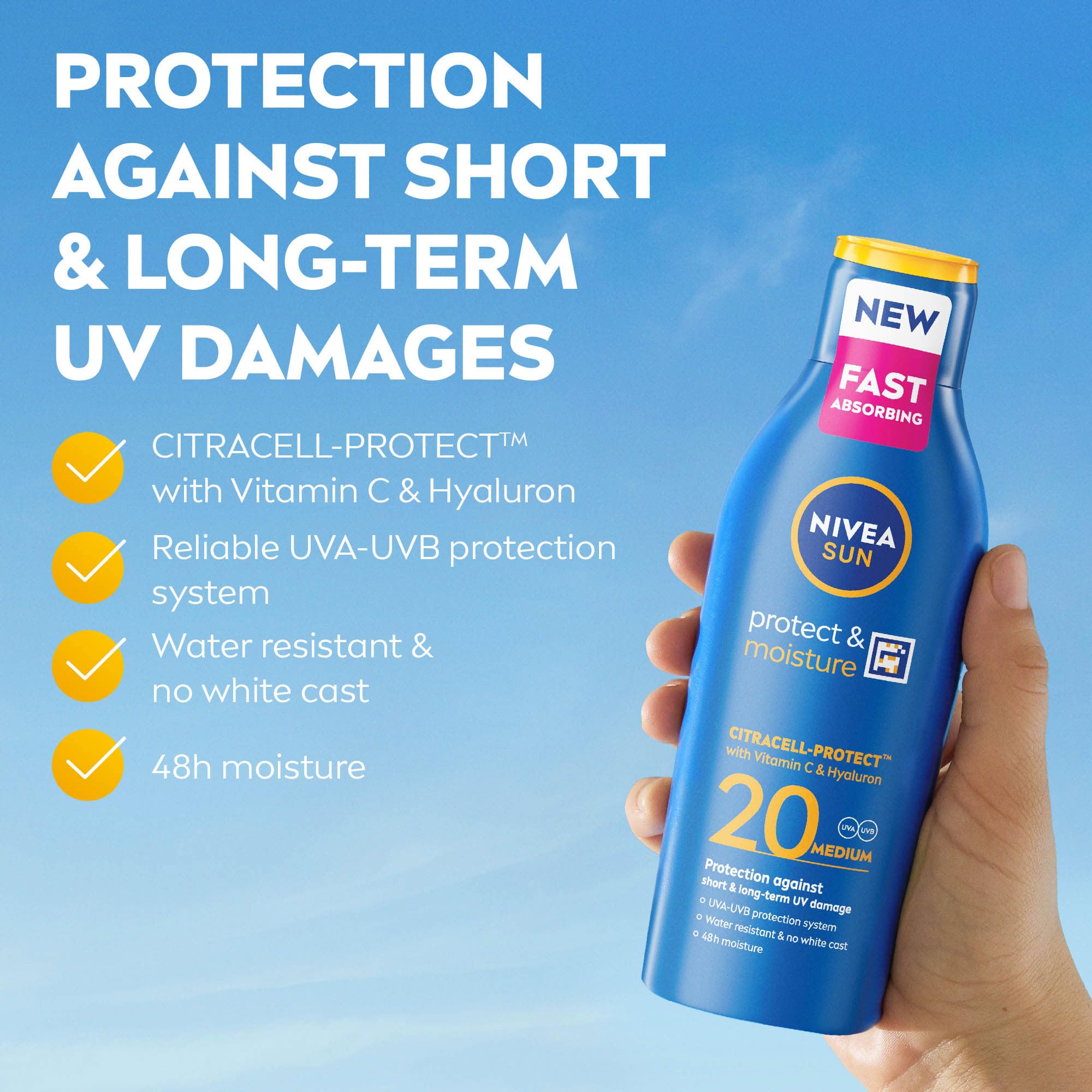 NIVEA SUN Protect & Moisture Sun Lotion SPF 20 with Vitamin E, 48H Moisture, 200 ml 3