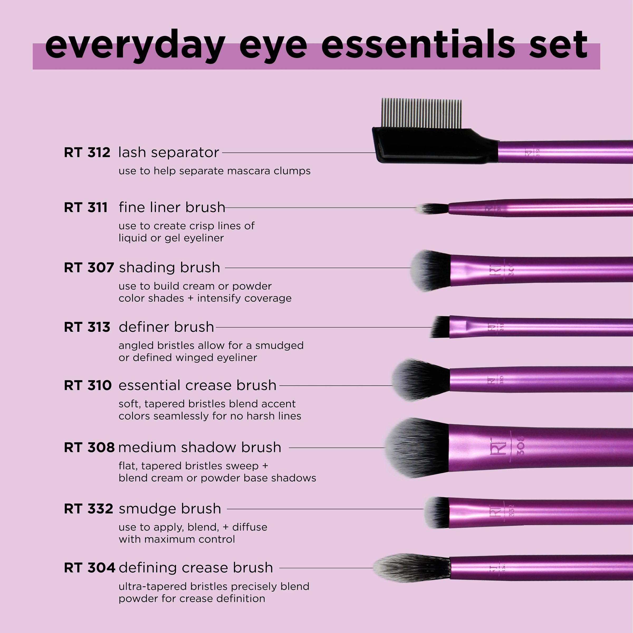 REAL TECHNIQUES Everyday Eye Essentials 8-Piece Eyeshadow Brush Set for Flawless Looks 3