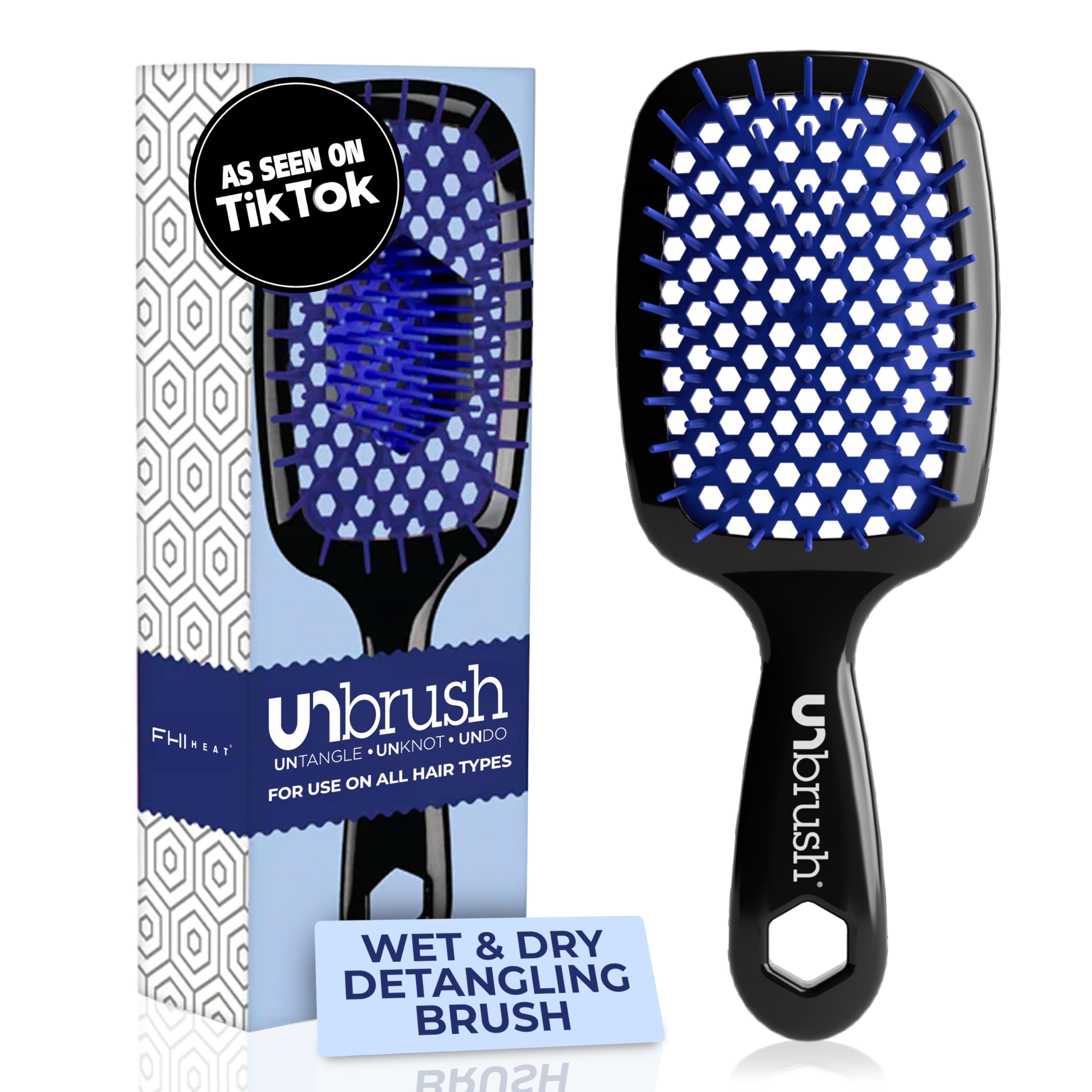 FHI UNbrush Vented Detangling Hair Brush for Wet & Dry Hair