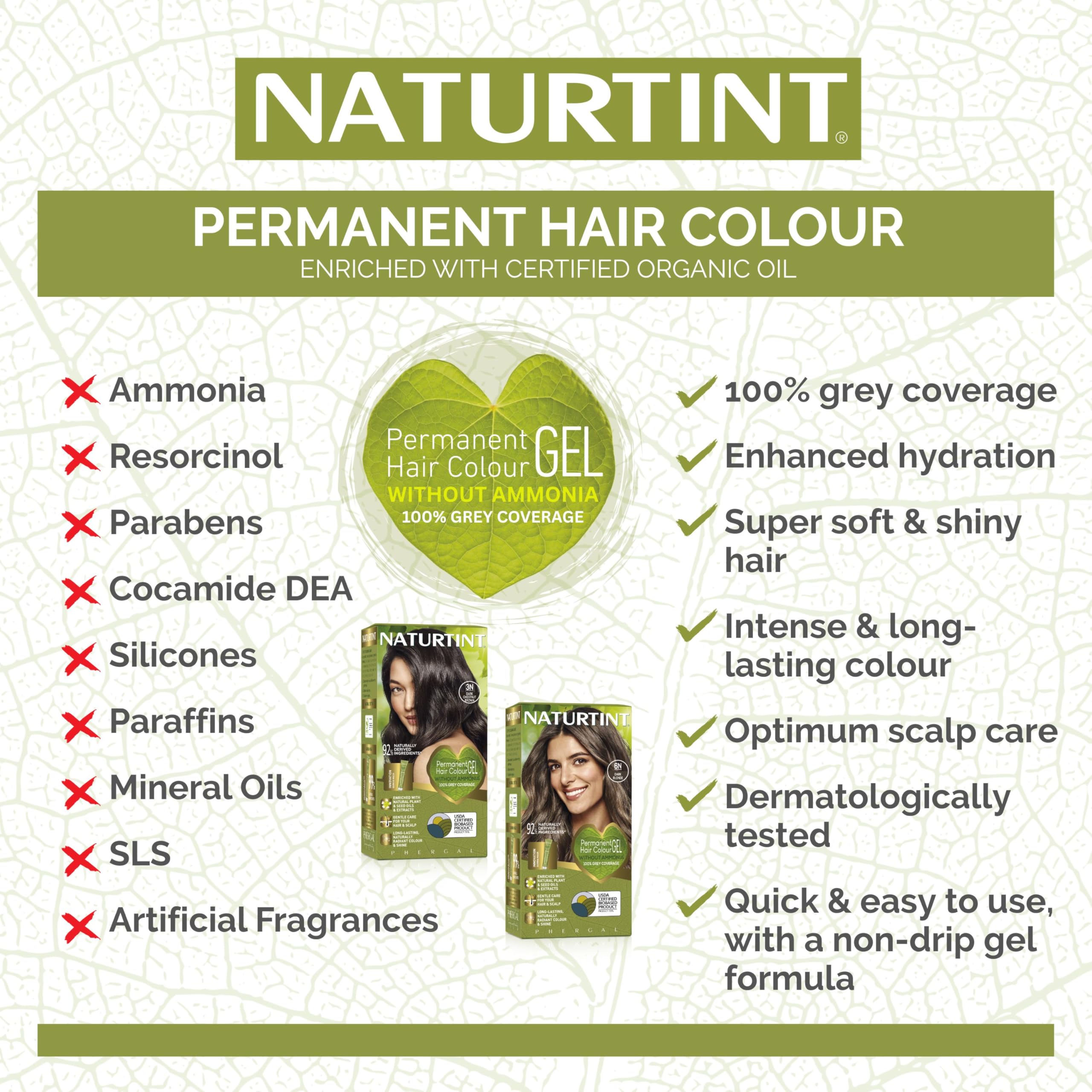 Naturtint Permanent Hair Colour Gel 5A Light Ash Chestnut, Plant Enriched 10