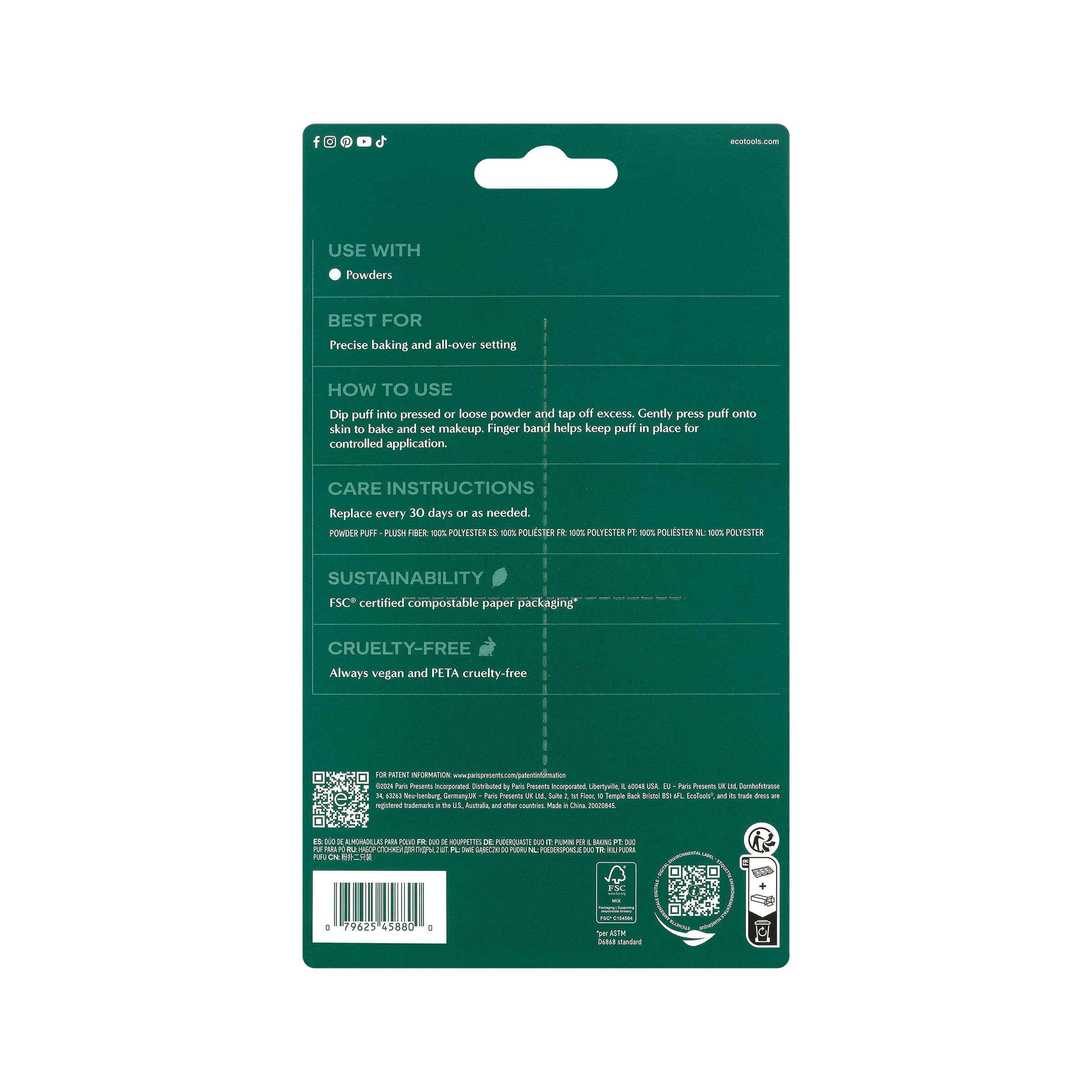 EcoTools Powder Puff Duo: Large & Mini Makeup Puffs for Setting and Baking 7