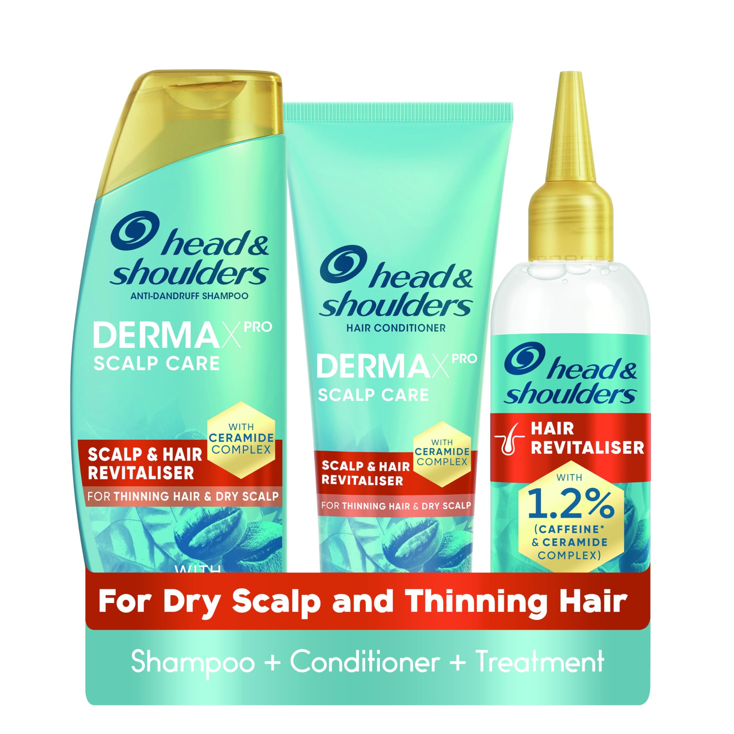 Head & Shoulders DermaX Pro Anti-Dandruff Shampoo, Conditioner & Serum Set for Dry Scalp