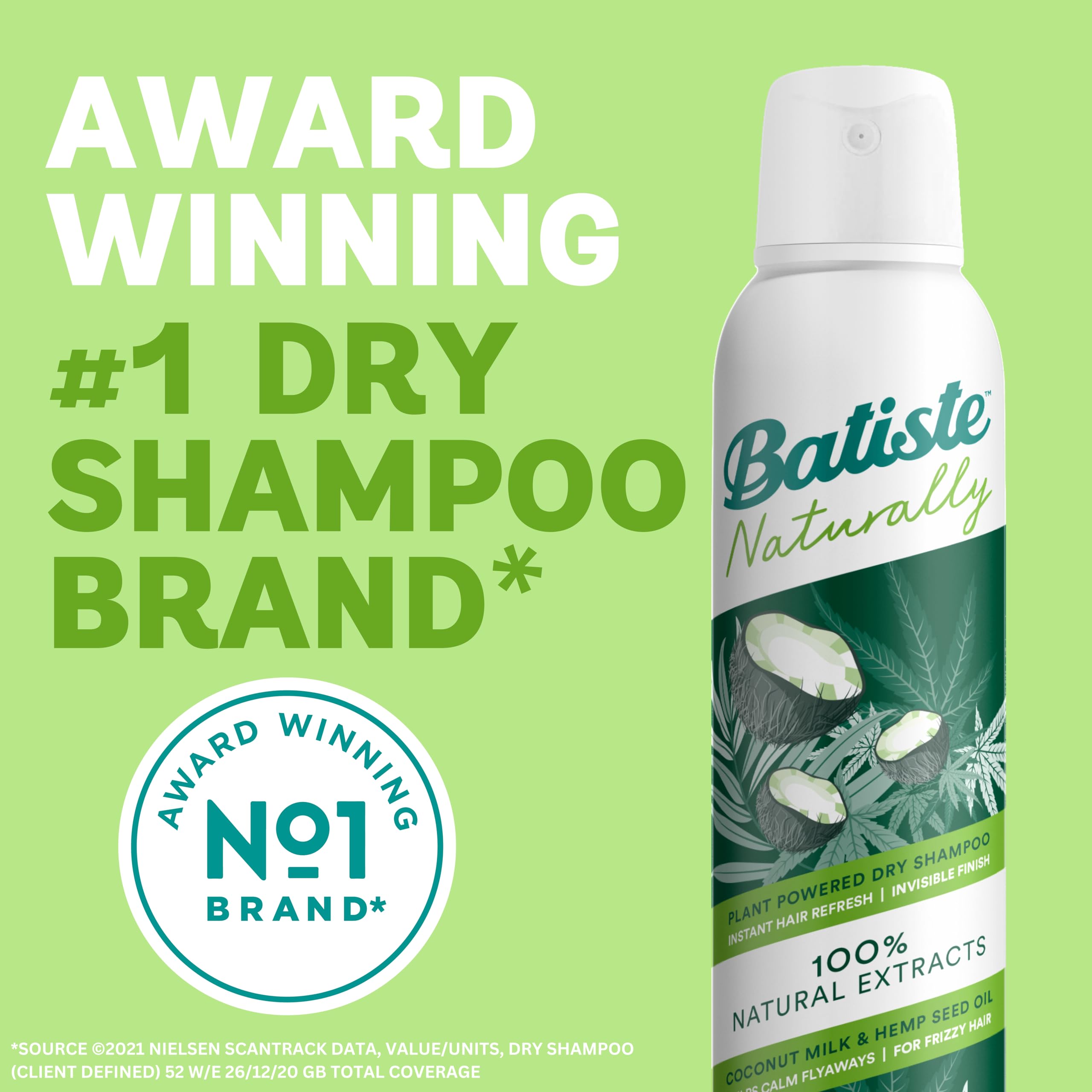 Batiste Naturally Coconut Milk & Hemp Seed Oil Dry Shampoo for Instant Refreshment 200ml 3