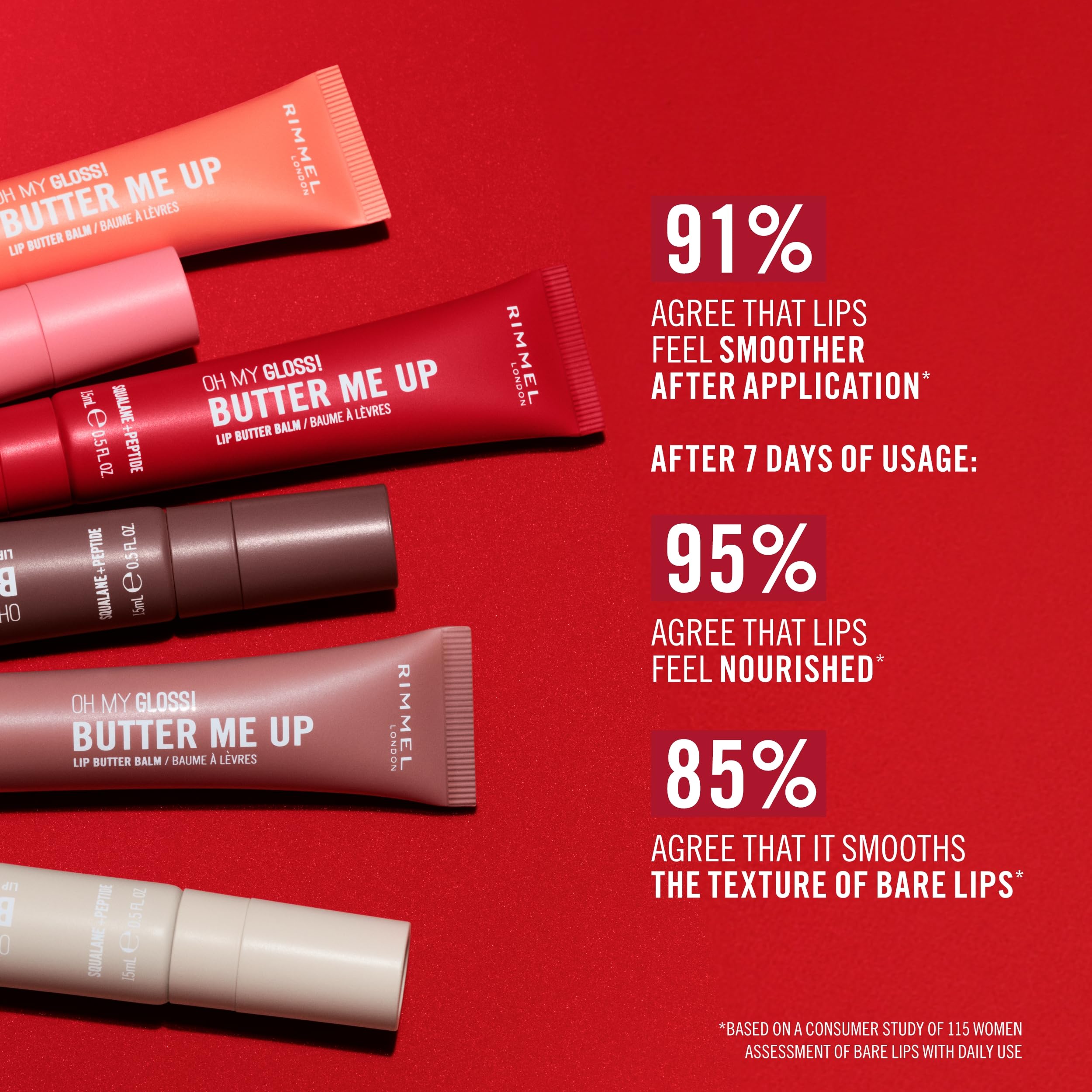 Rimmel Oh My Gloss! Butter Me Up 004 Red Velvet Moisturising Lip Butter Balm, Vegan 7