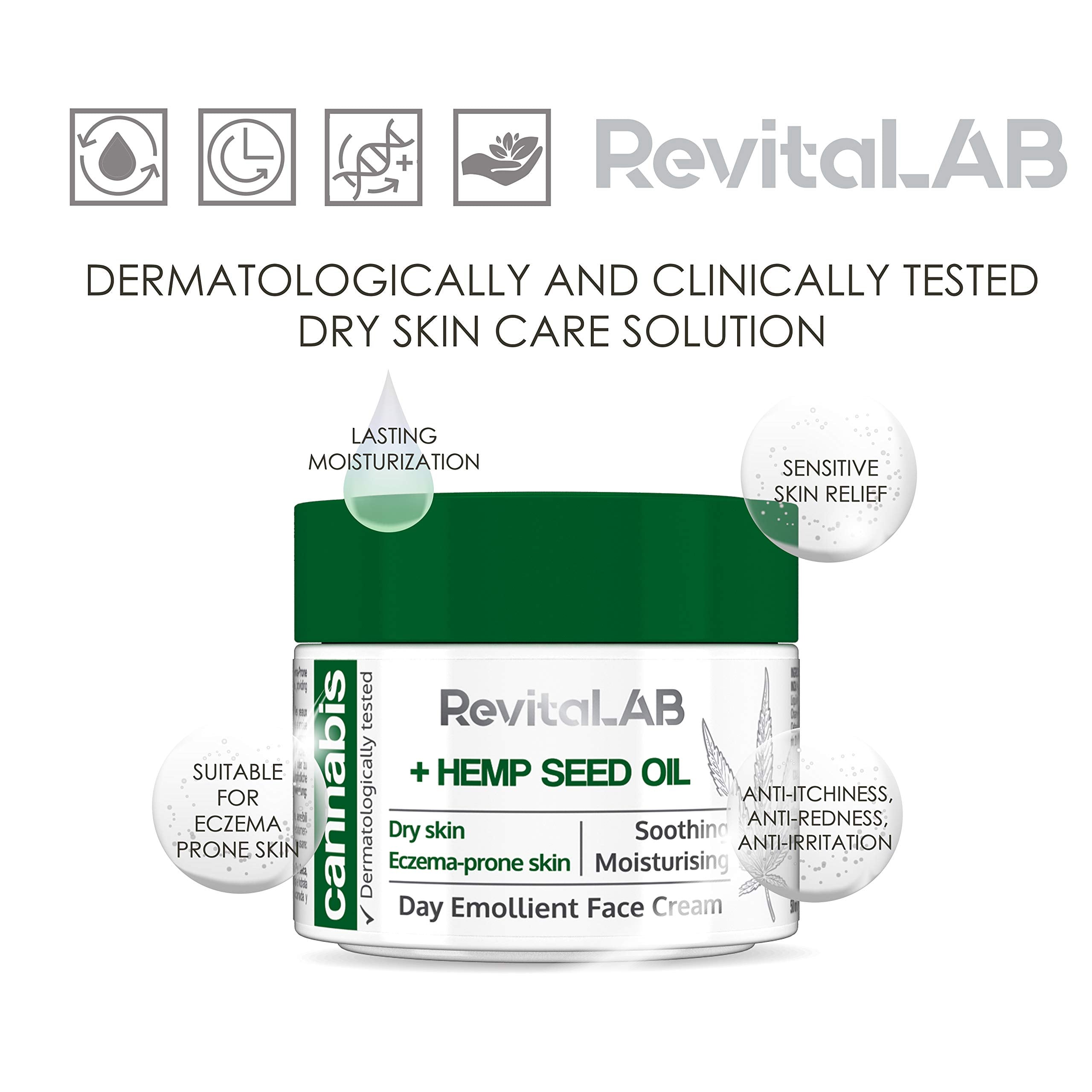 RevitaLAB Cannabis Extract Day Emollient Face Cream with Hemp Seed Oil 5