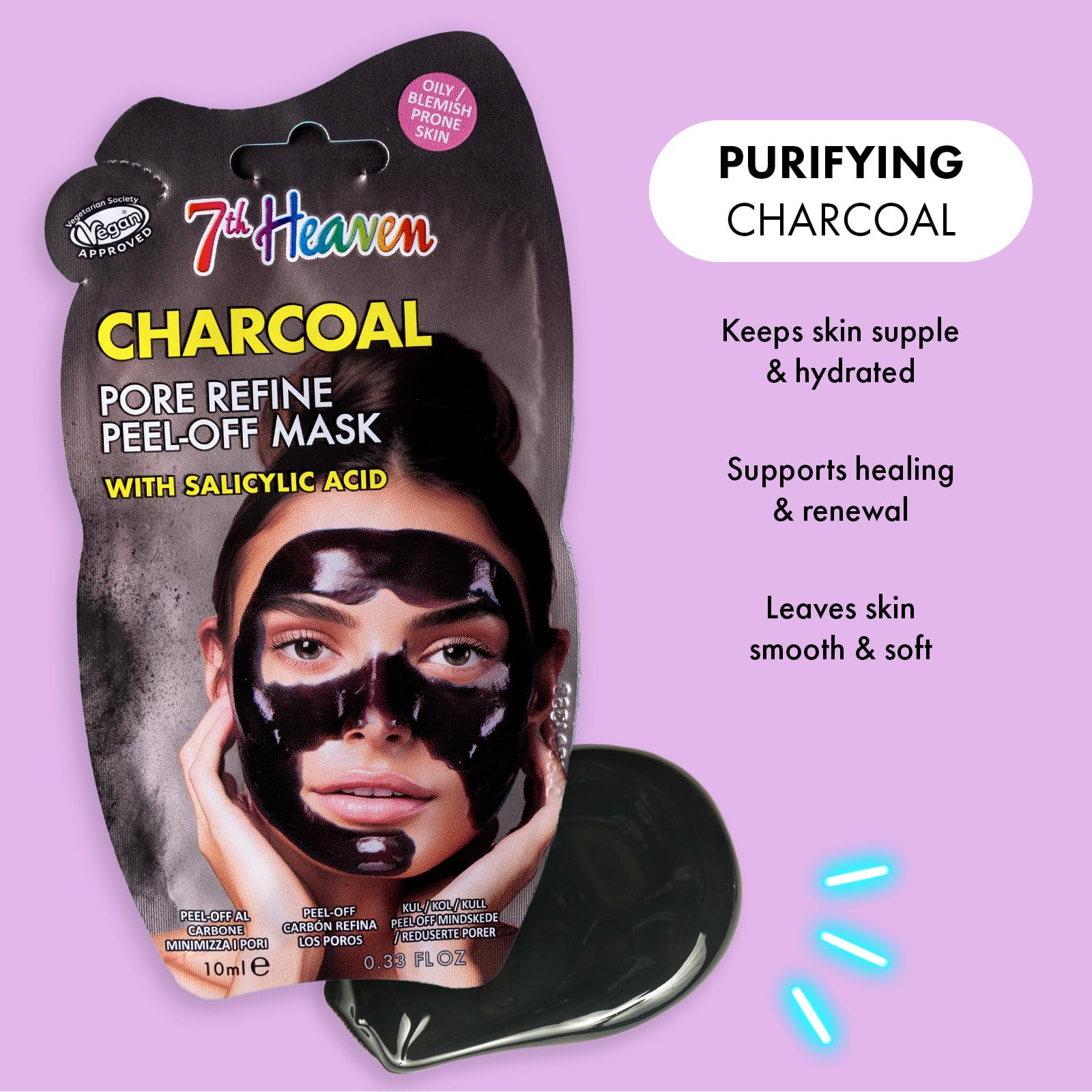 7th Heaven Charcoal Peel Off Face Mask with Salicylic Acid for Oily and Blemish Prone Skin 4