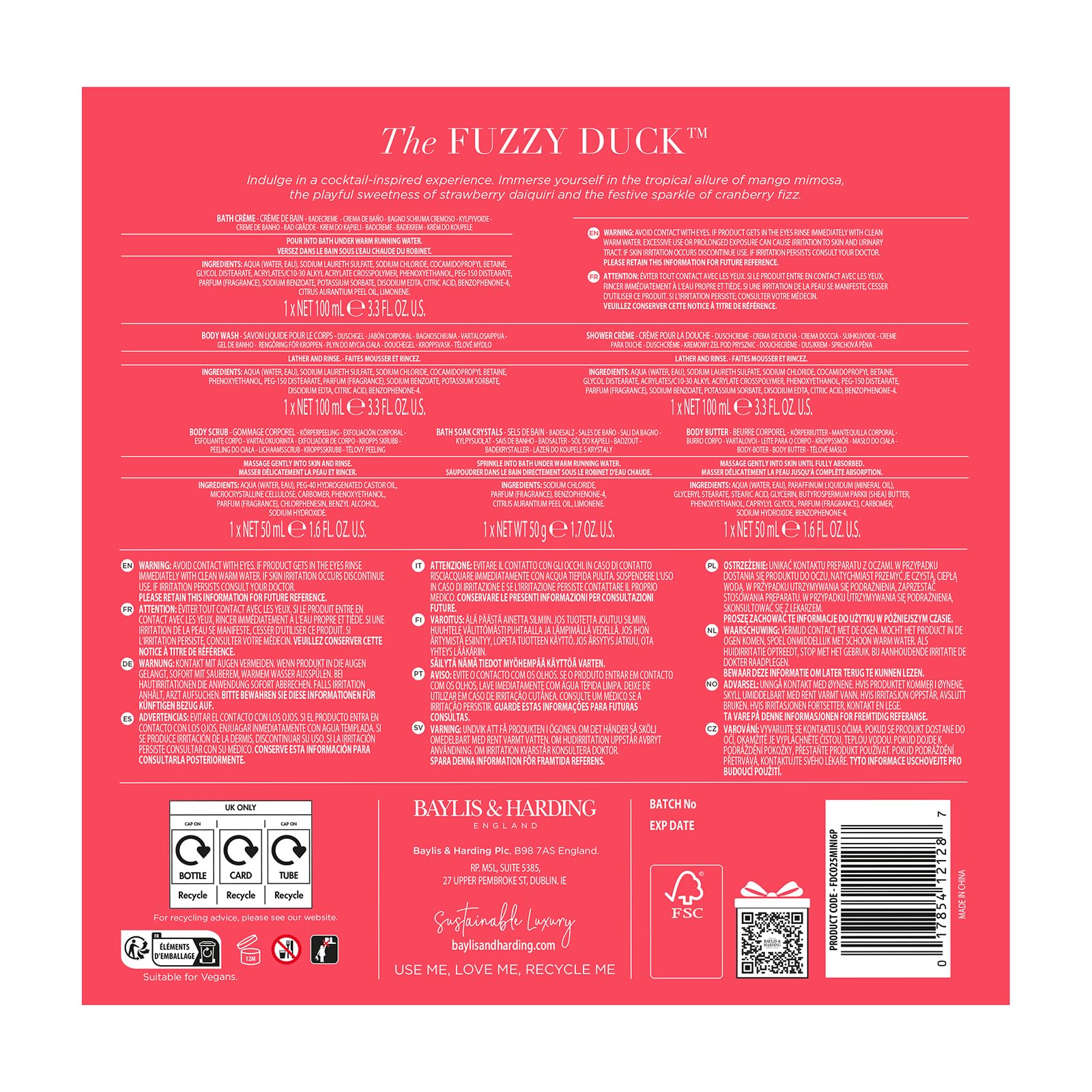 Baylis & Harding The Fuzzy Duck Cocktails Gift Set - Vegan Friendly Body Care Collection 7