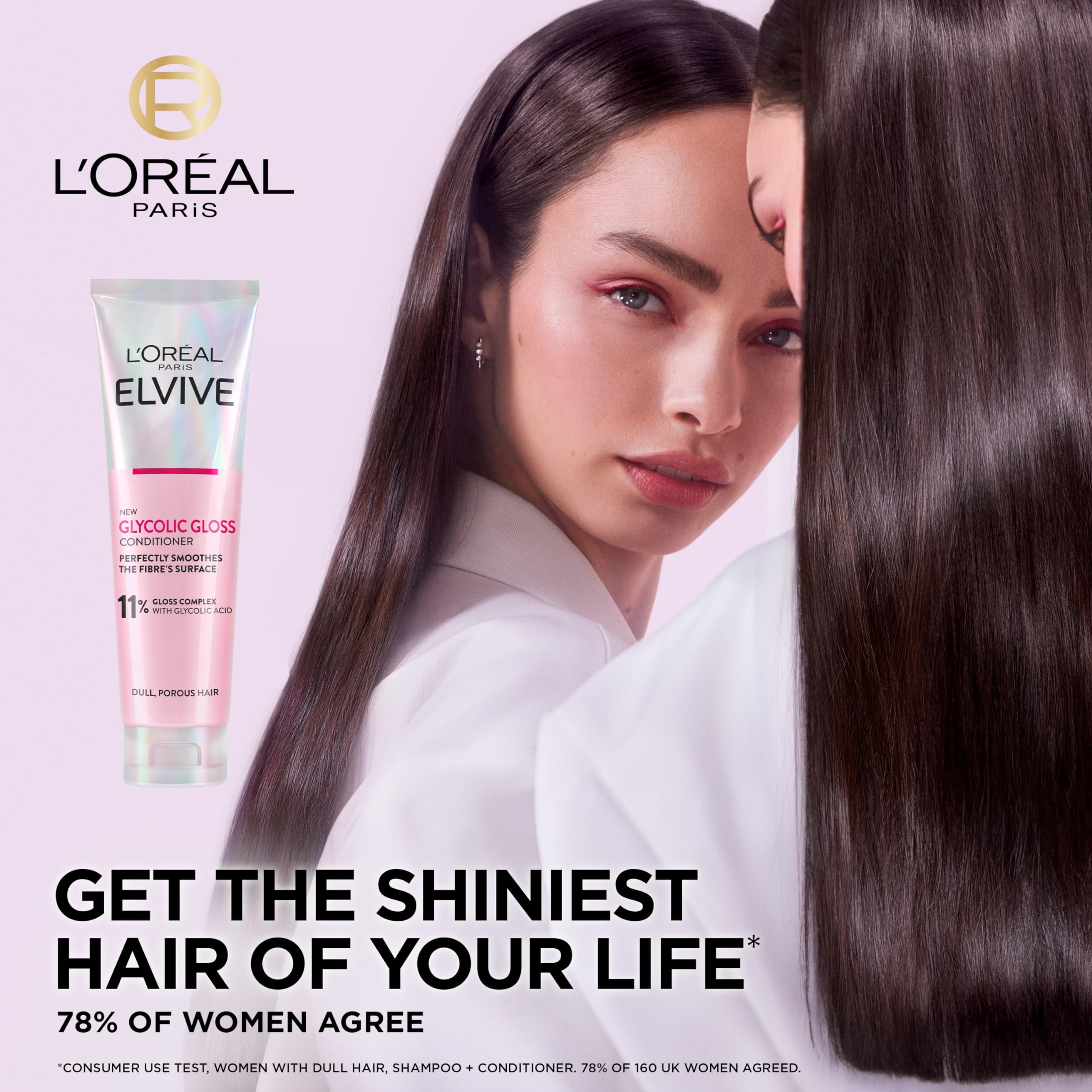 L'Oreal Paris Elvive Glycolic Gloss Conditioner with Glycolic Acid for Dull Hair, 150ml