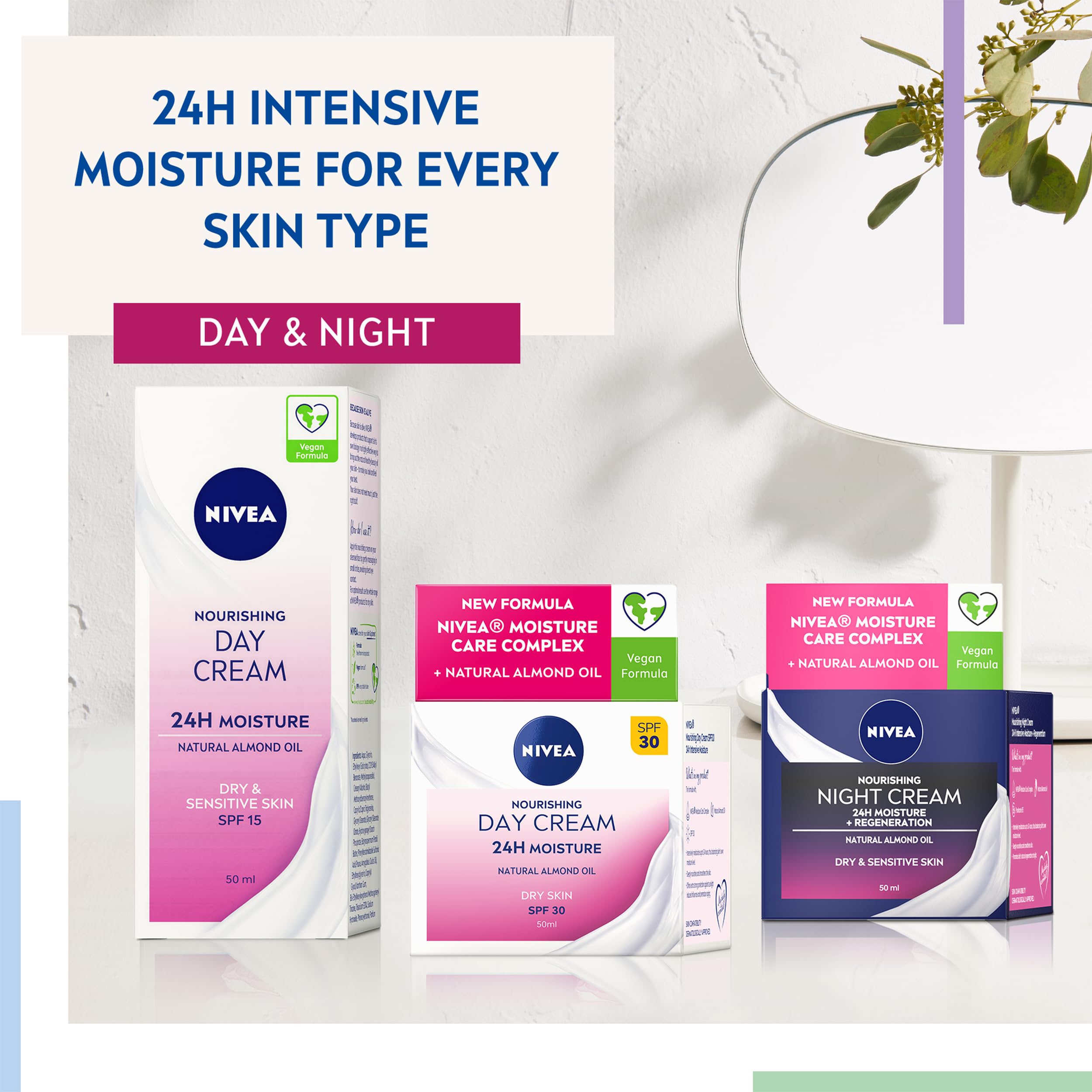 NIVEA 24h Nourishing Day Cream Moisturiser SPF30 for Dry Skin (50ml) 7