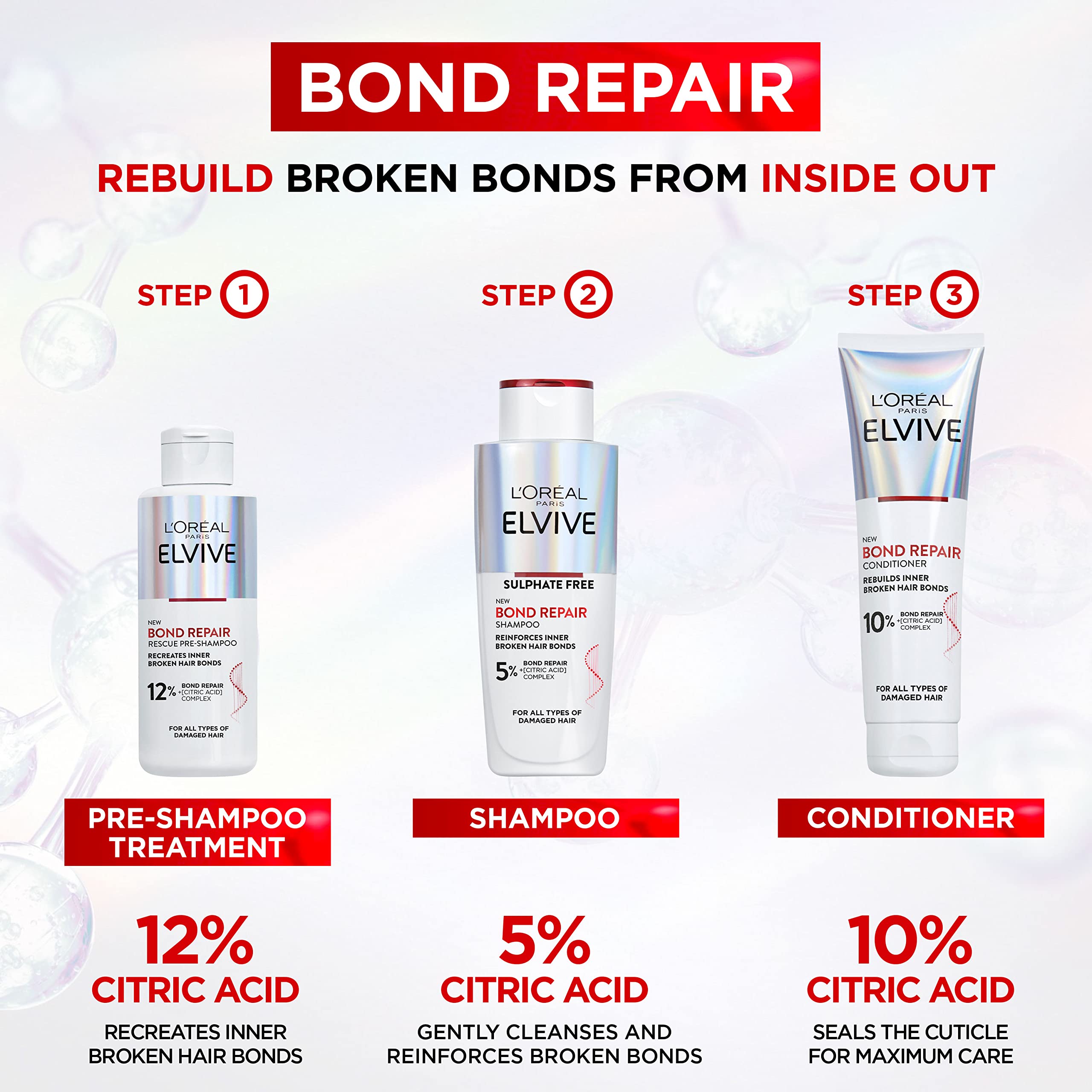 L'Oréal Paris Elvive Bond Repair Shampoo für geschädigtes Haar, Tiefenwirksame Reparatur und Pflege, 200 ml 6