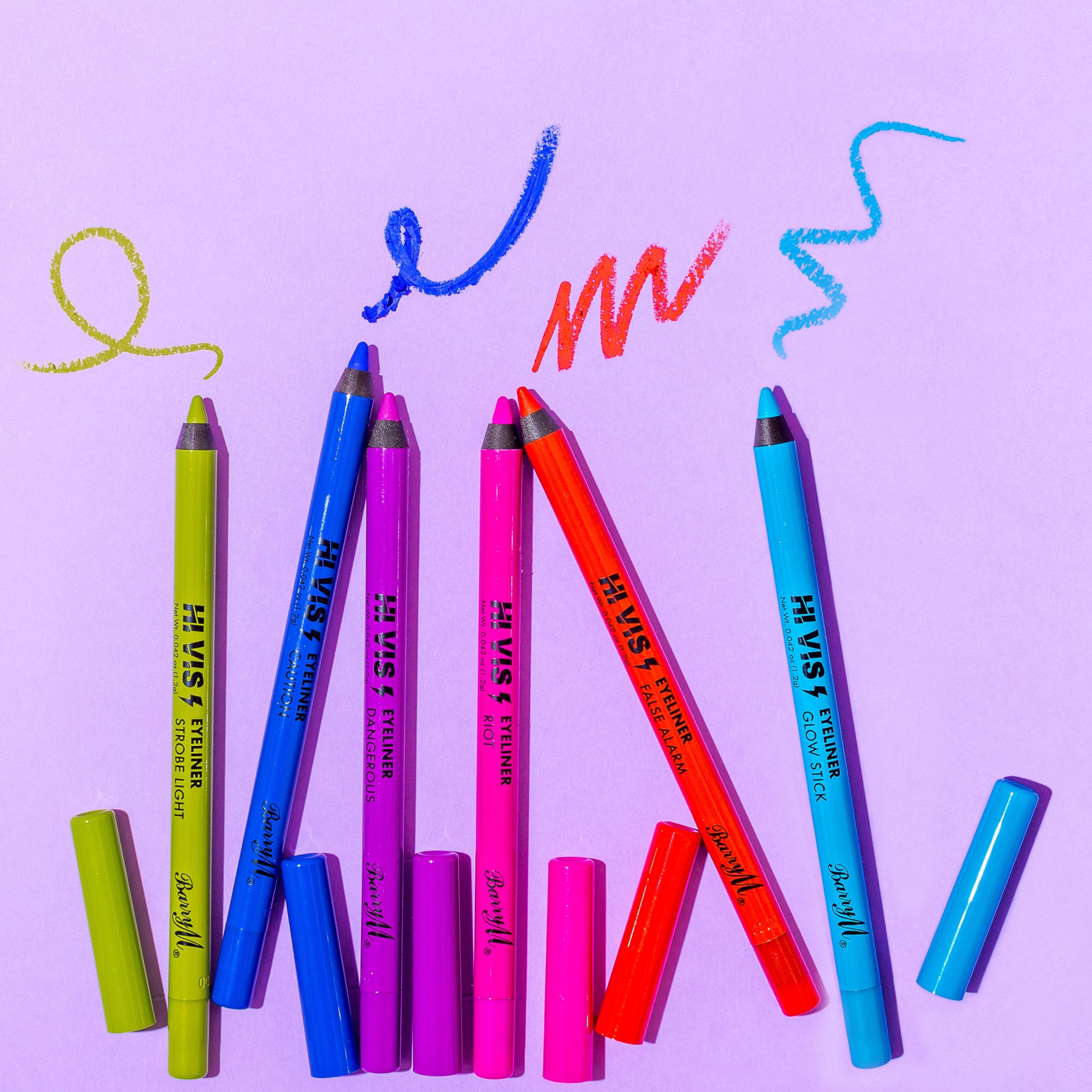 Barry M Cosmetics Hi Vis Bold Waterproof Eyeliner, False Alarm, Vivid Neon Color 4