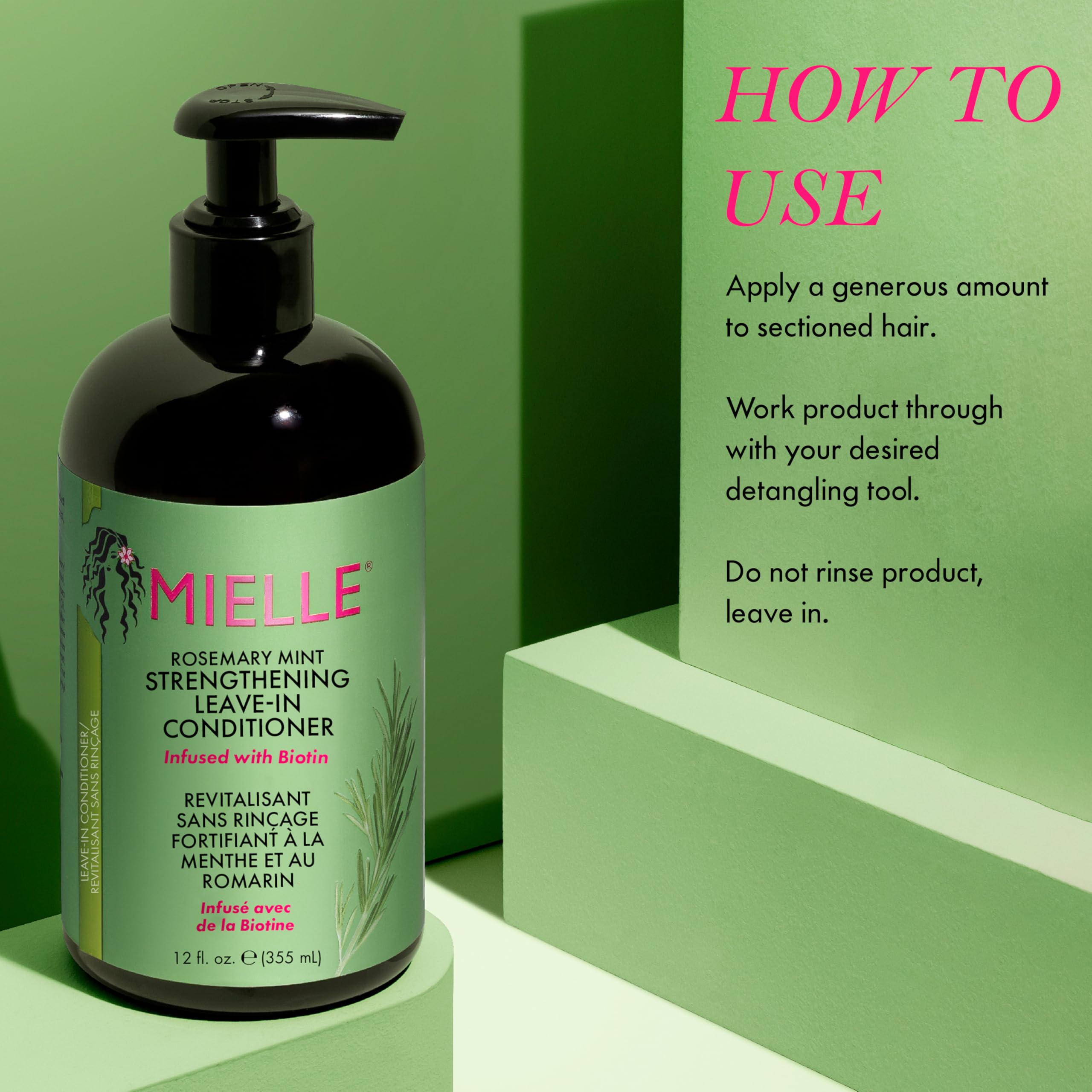 Mielle Rosemary Mint Strengthening Leave-In Conditioner with Biotin for Curly Hair 5