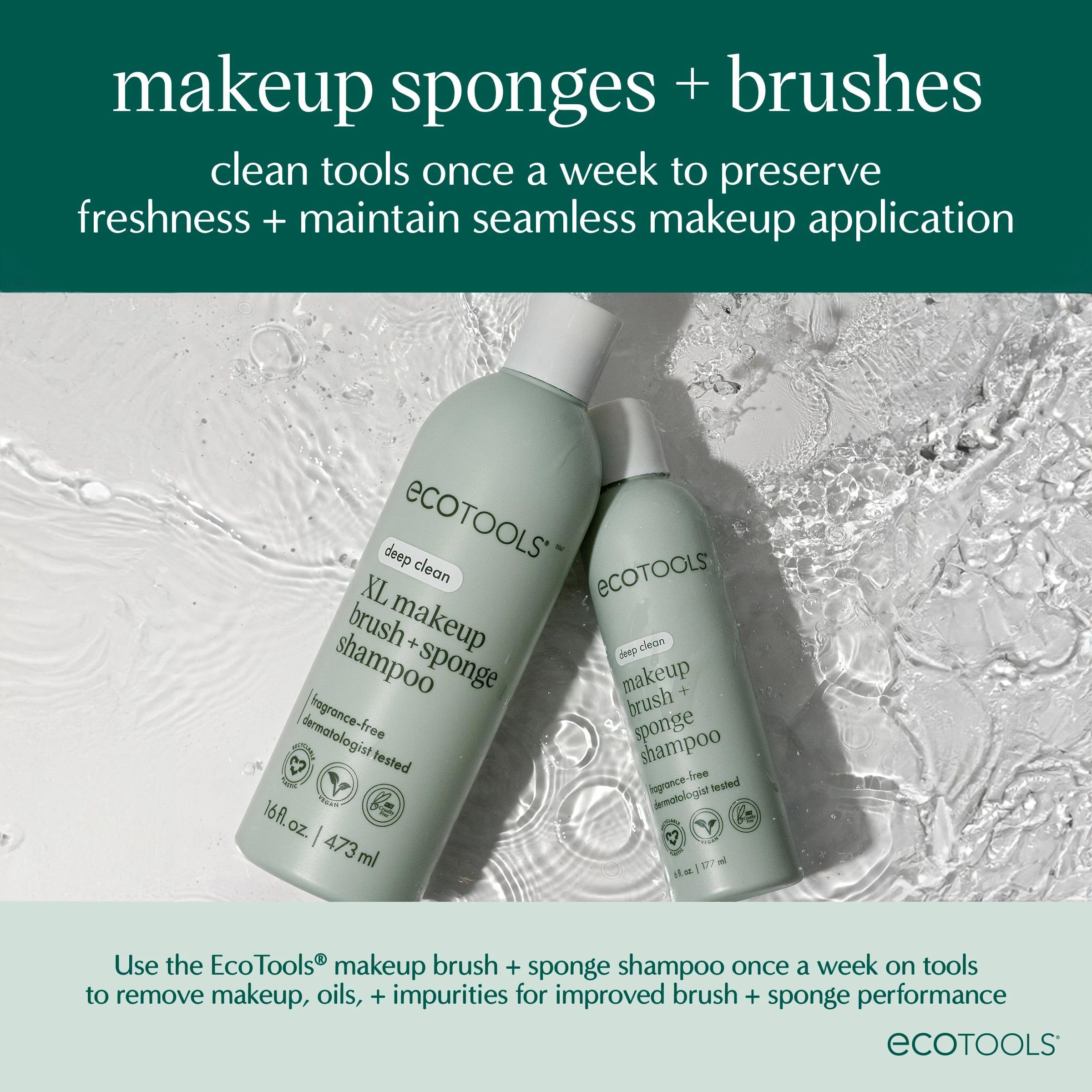 EcoTools 6-teiliges Make-up-Pinselset „Starte schön in den Tag“, Make-up-Pinsel für Lidschatten, Rouge, Concealer und Foundation, umweltfreundlich, synthetisches Haar, vegan und tierversuchsfrei 6