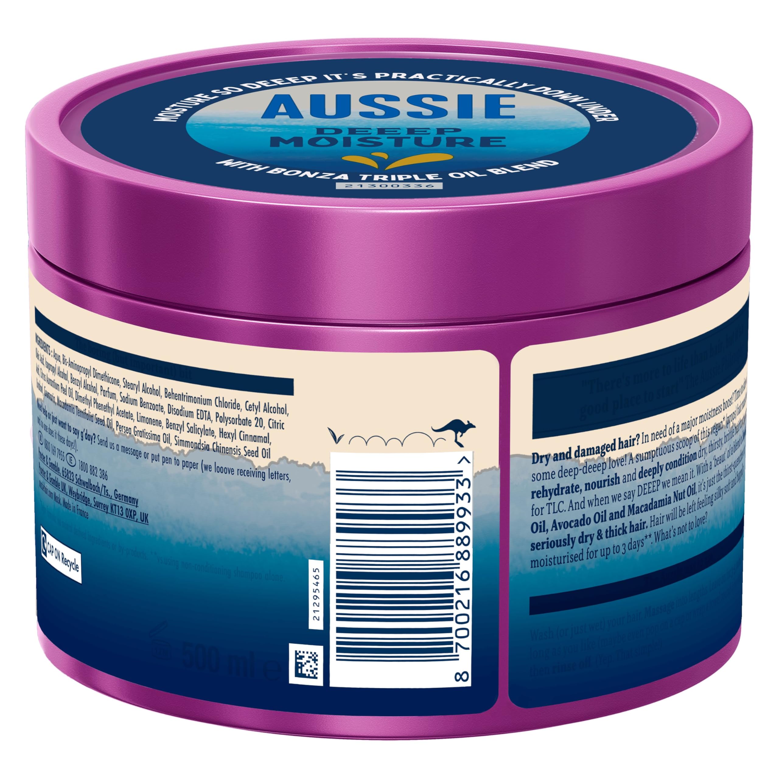 Aussie Deeep Moisture Hair Mask 500ml for Dry, Thirsty Hair with Jojoba & Coconut Oils 10