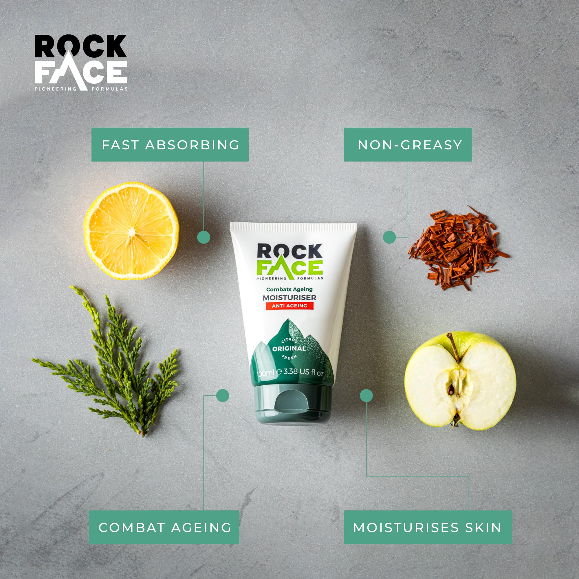 Rock Face Anti-Aging-Feuchtigkeitscreme für Männer, zieht schnell ein, bekämpft Zeichen der Hautalterung, frischer, maskuliner Duft, 100 ml 3