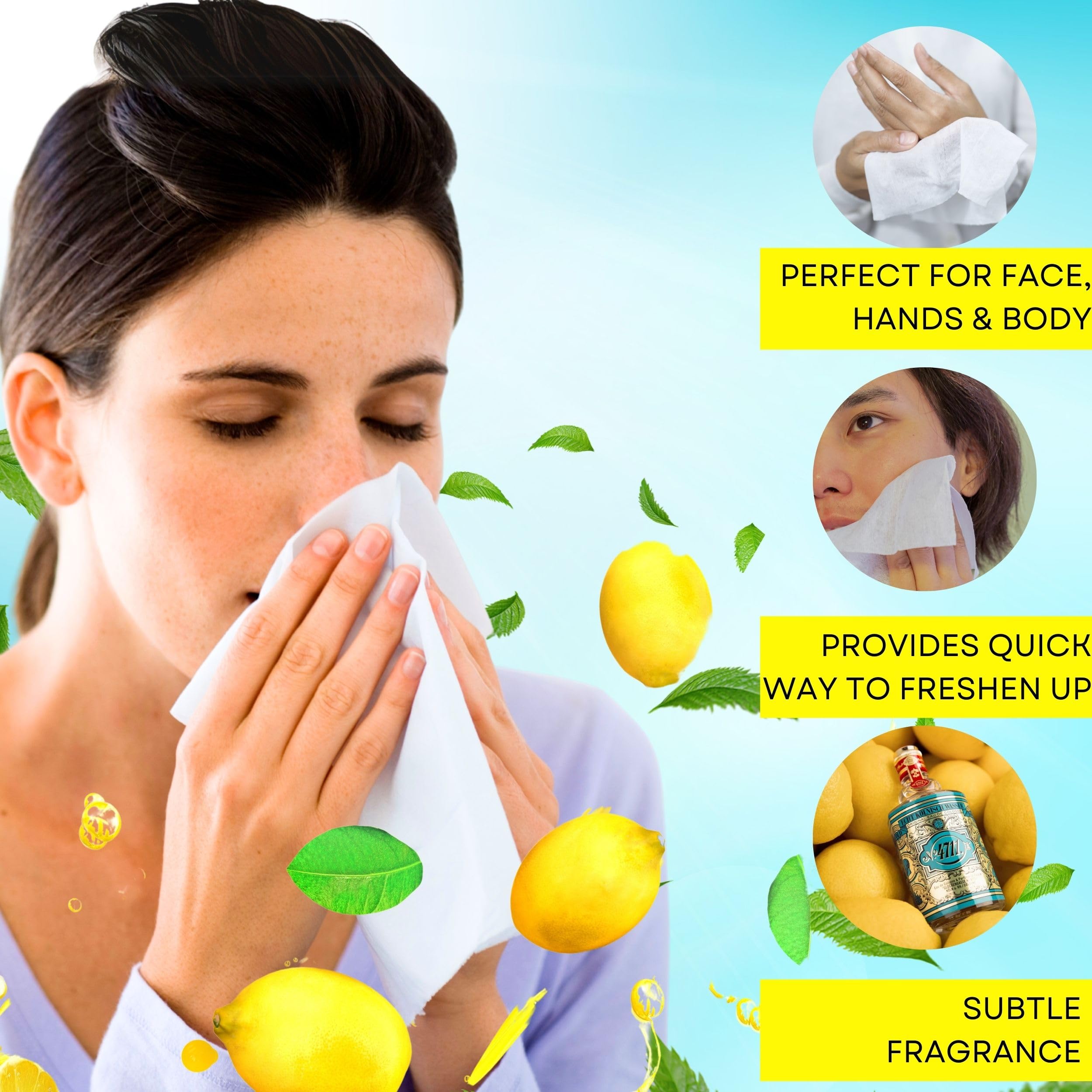 4711 Colognette Refreshing Lemon Tissues - 20 Count for On-the-Go Freshening 3