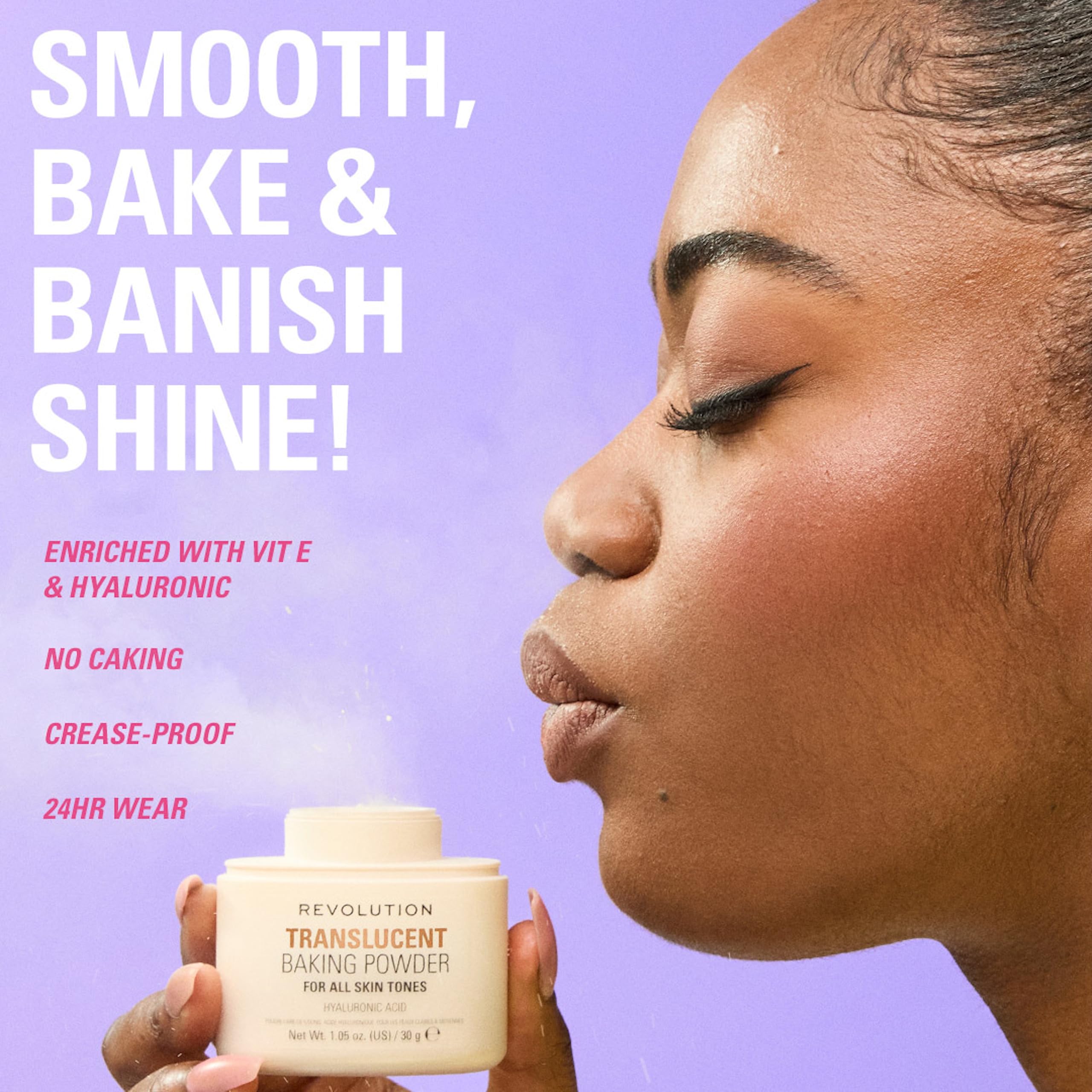 Revolution Loose Baking Powder 30g Rose - Vegan, Cruelty-Free Setting Powder for Luminous Finish 3