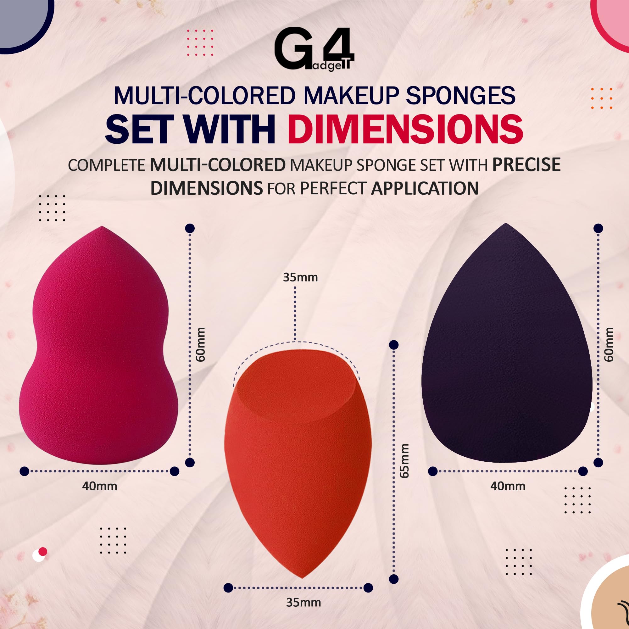 G4GADGET 12 PCS Multi-Coloured Makeup Sponges Set for Flawless Foundation Application 4