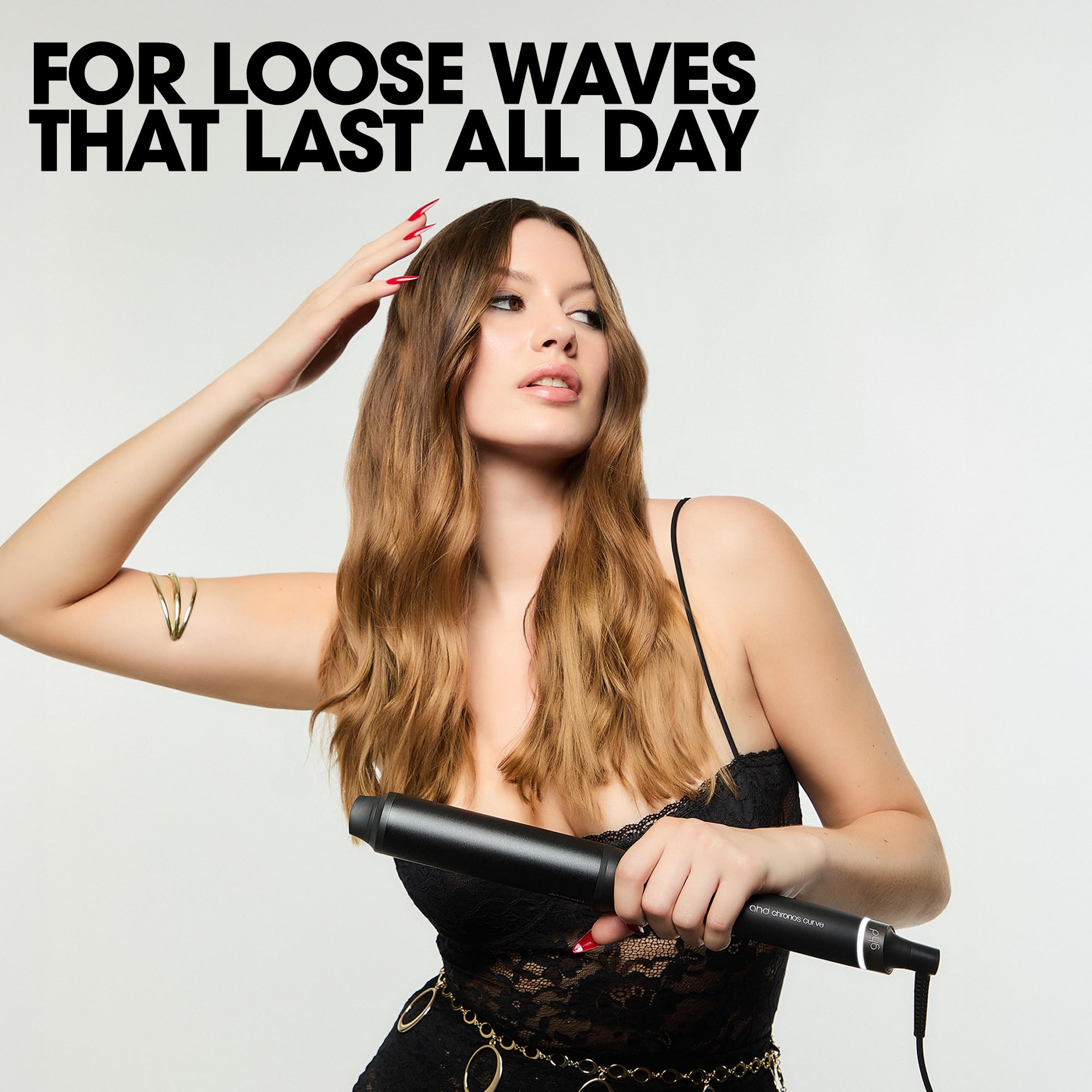 ghd Chronos Curve Max Wand 38mm Black Hair Curler for Loose Waves & Volume