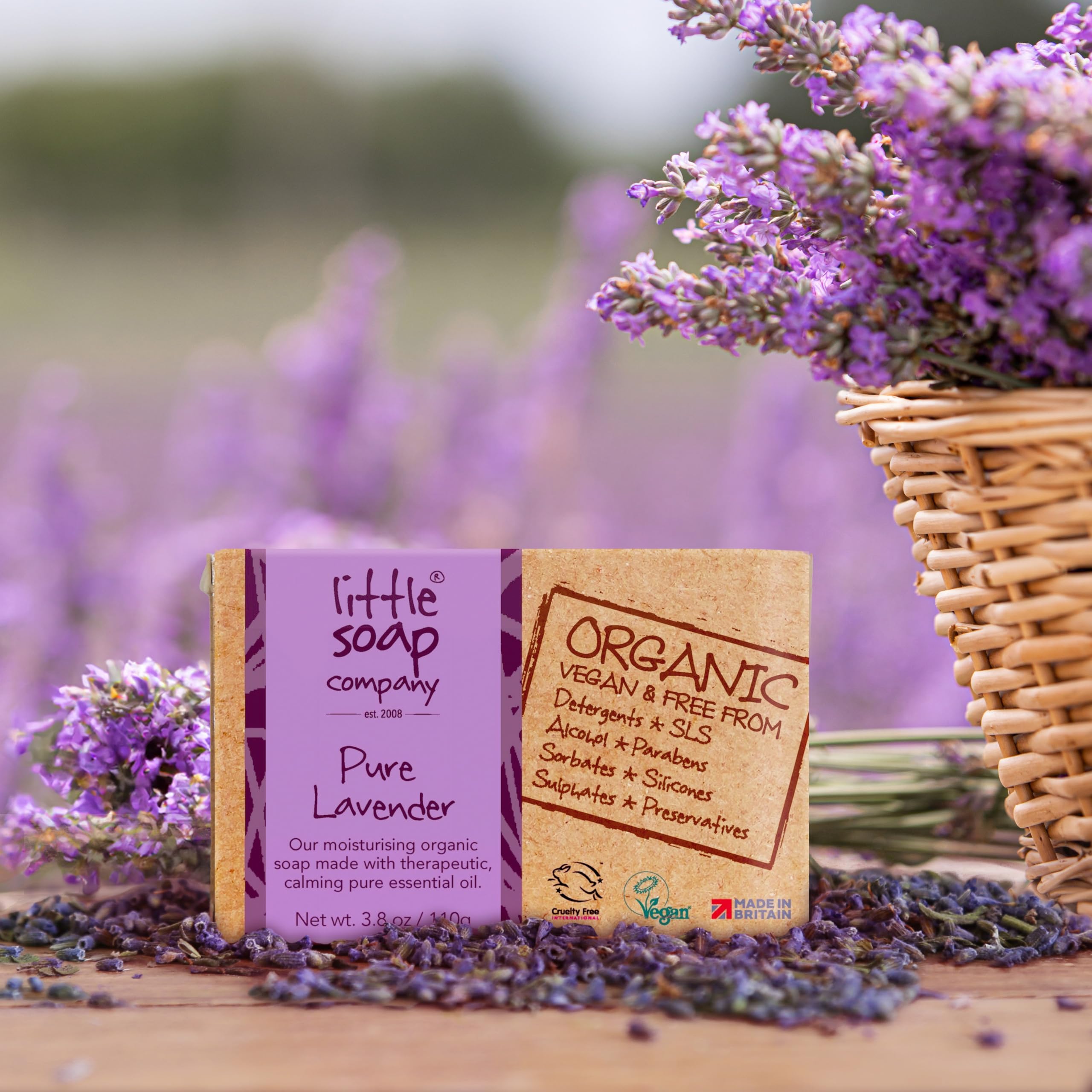 Little Soap Company Organic Lavender Soap Bar - Vegan, Cruelty-Free, Natural (110g) 4