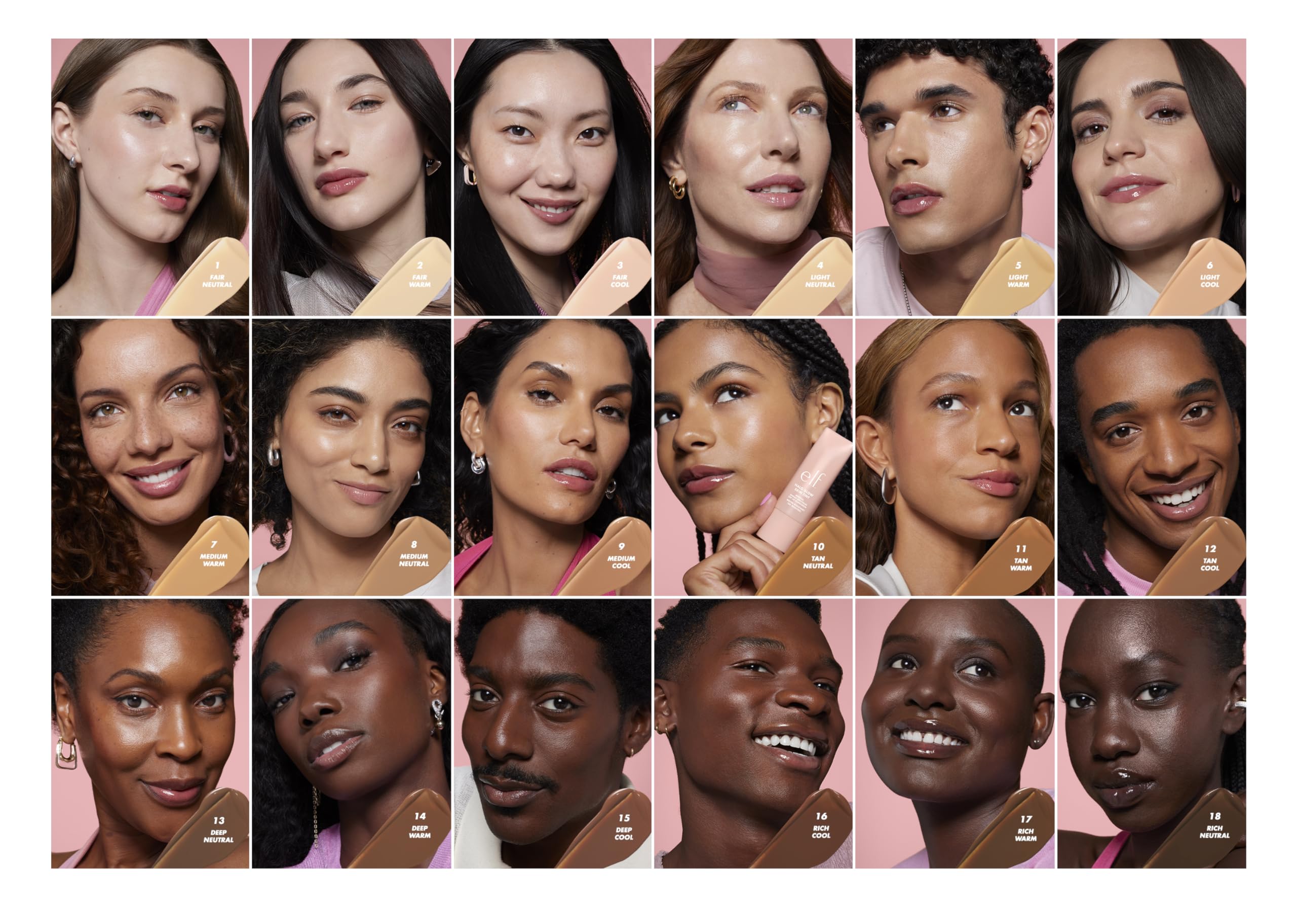 elf Halo Glow Skin Tint SPF 50, getönte Feuchtigkeitscreme für leichte, aufbaubare Deckkraft, verleiht einen natürlichen Glow, vegan und tierversuchsfrei, Farbton 4 Light Neutral 7