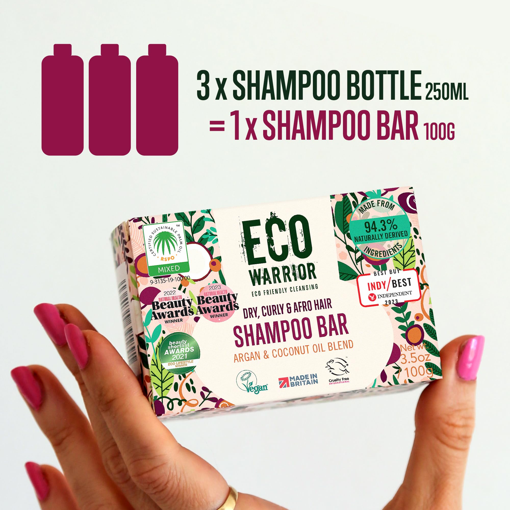 Eco Warrior Shampoo-Bar für trockenes Haar – Vegan, tierversuchsfrei, ohne SLS und Parabene, mit pflegendem Argan- und Kokosnussöl sowie Eibischextrakt für weiches, trockenes Haar, Little Soap Company, 100 g 3