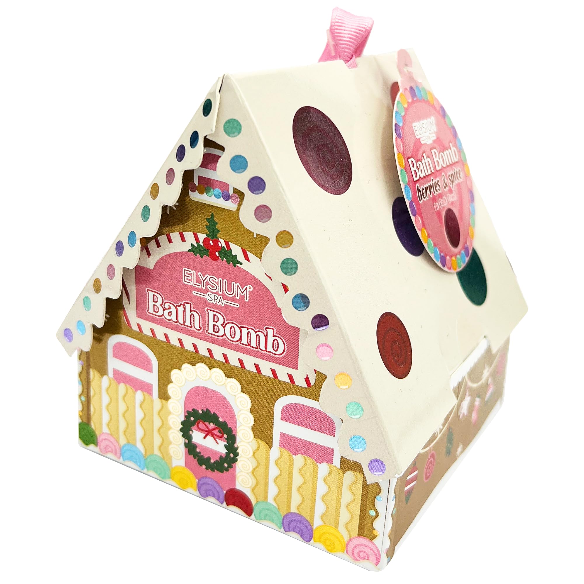 Elysium Spa Gingerbread House Bath Bomb Gift with Warming Berries & Spice Scent