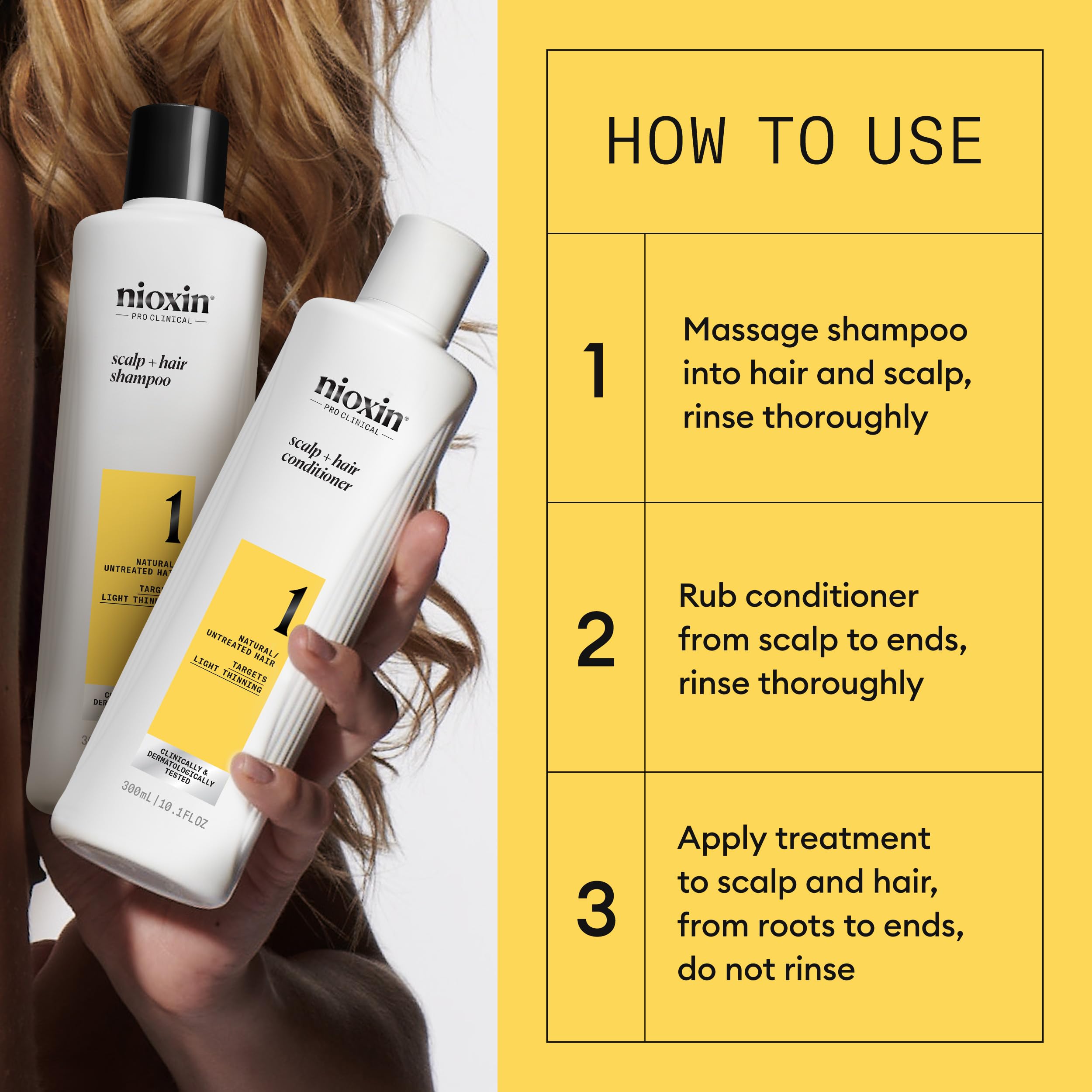 NIOXIN Scalp + Hair Thickening System 1 Kit for Natural Hair with Light Thinning (150+150+50ml) 5